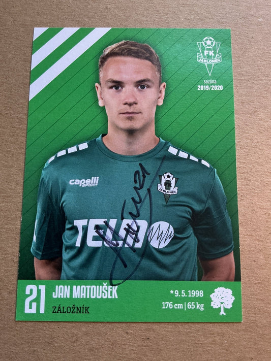 Jan Matoušek, Czech Republic 🇨🇿 FK Jablonec 2019/20 hand signed - Autographs-World