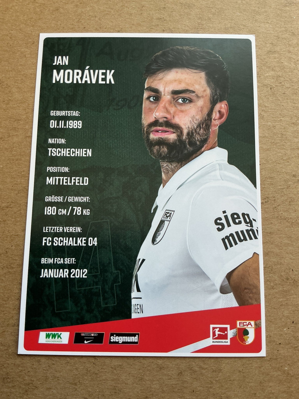 Jan Morávek, Czech Republic 🇨🇿 FC Augsburg 2020/21 hand signed - Autographs-World