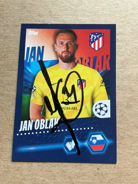 Jan Oblak, Slovenia 🇸🇮 Atletico Madrid 2023/24 Topps hand signed - Autographs-World