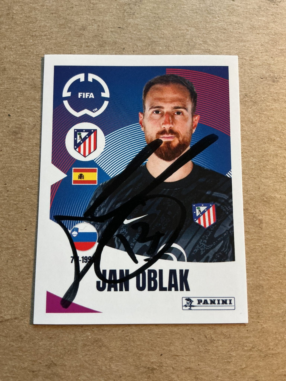 Jan Oblak, Slovenia 🇸🇮 Atletico Madrid Club World Cup 2025 Panini hand signed - Autographs-World
