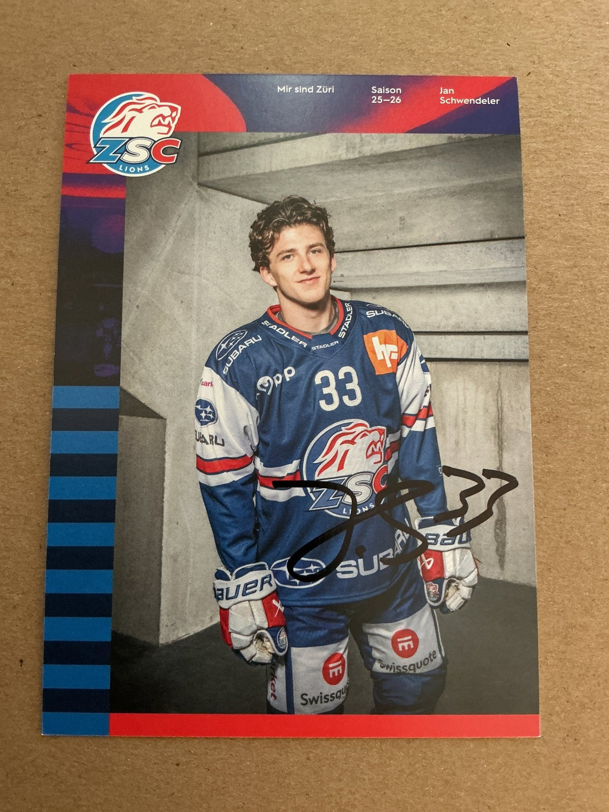 Jan Schwendeler, Switzerland 🇨🇭 ZSC Lions 2025/26 hand signed - Autographs-World