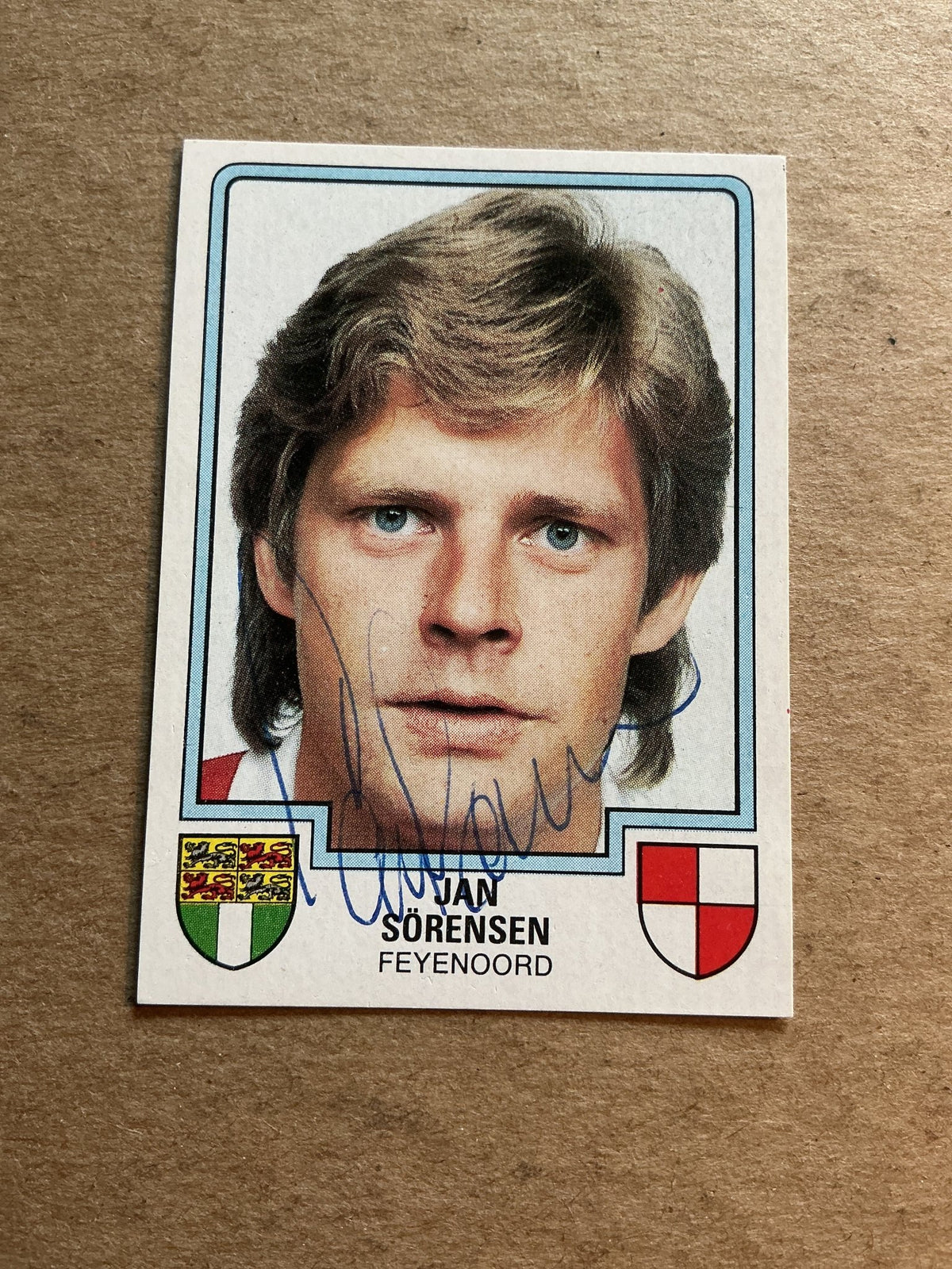 Jan Sørensen, Denmark 🇩🇰 Feyenoord Rotterdam 1986 Panini hand signed - Autographs-World