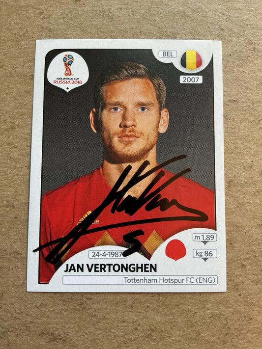 Jan Vertonghen, Belgium 🇧🇪 FIFA World Cup 2018 Panini hand signed - Autographs-World