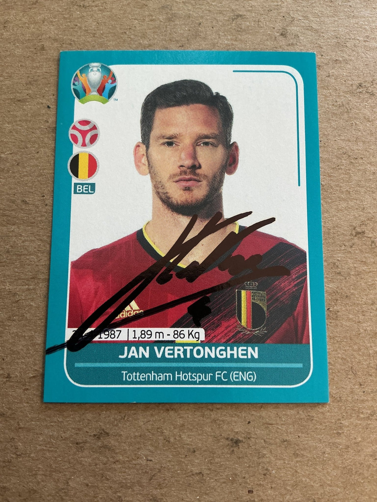 Jan Vertonghen, Belgium 🇧🇪 UEFA Euro 2020 Panini hand signed - Autographs-World