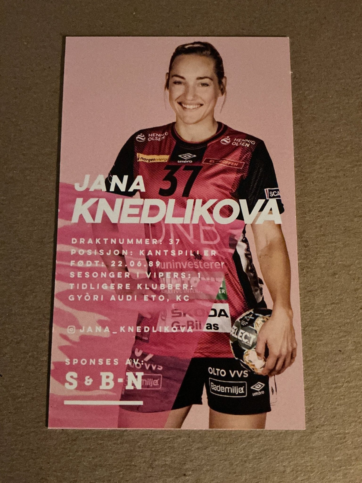 Jana Knedlíková, Czech Republic 🇨🇿 Handball Vipers 2021/22 hand signed - Autographs-World