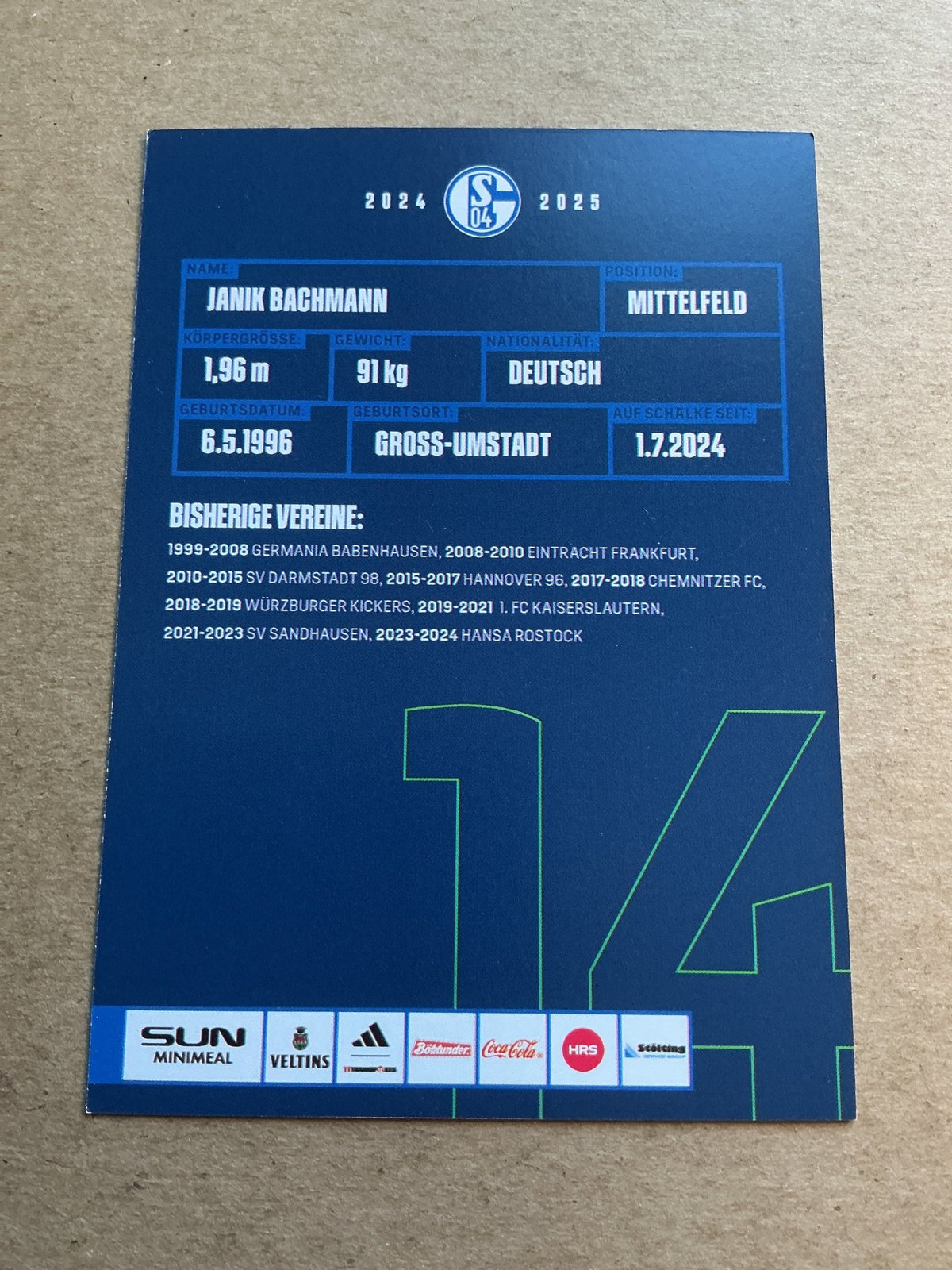 Janik Bachmann, Germany 🇩🇪 FC Schalke 04 2024/25 hand signed - Autographs-World