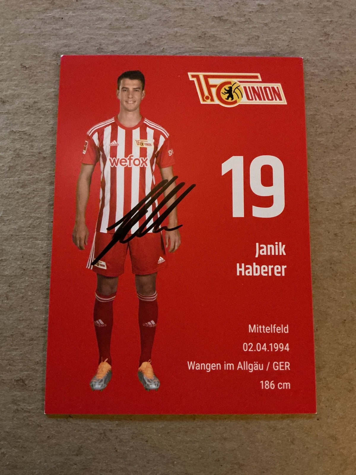 Janik Haberer, Germany 🇩🇪 1.FC Union Berlin 2022/23 hand signed - Autographs-World