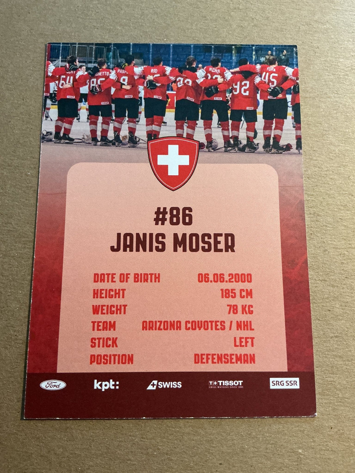 Janis Moser, Switzerland 🇨🇭Arizona Coyotes 2023/24 hand signed - Autographs-World