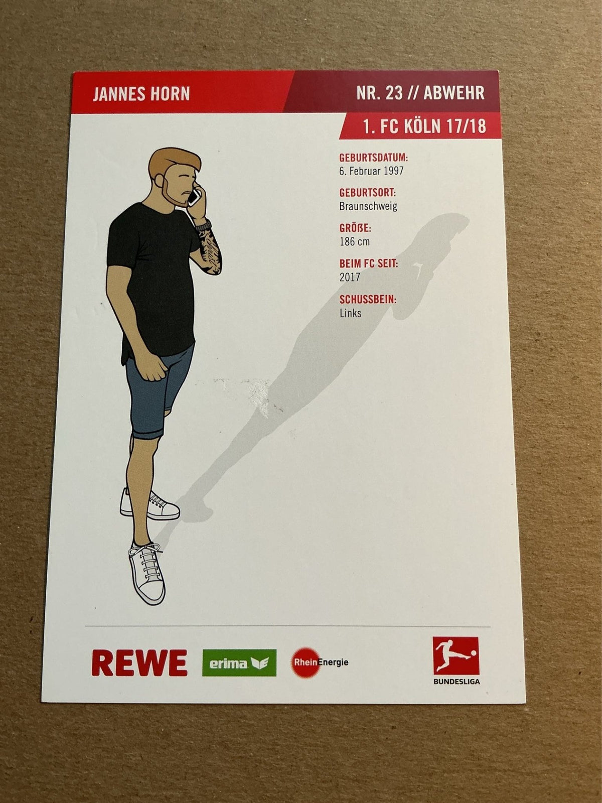 Jannes Horn, Germany 🇩🇪 1.FC Köln 2017/18 hand signed - Autographs-World