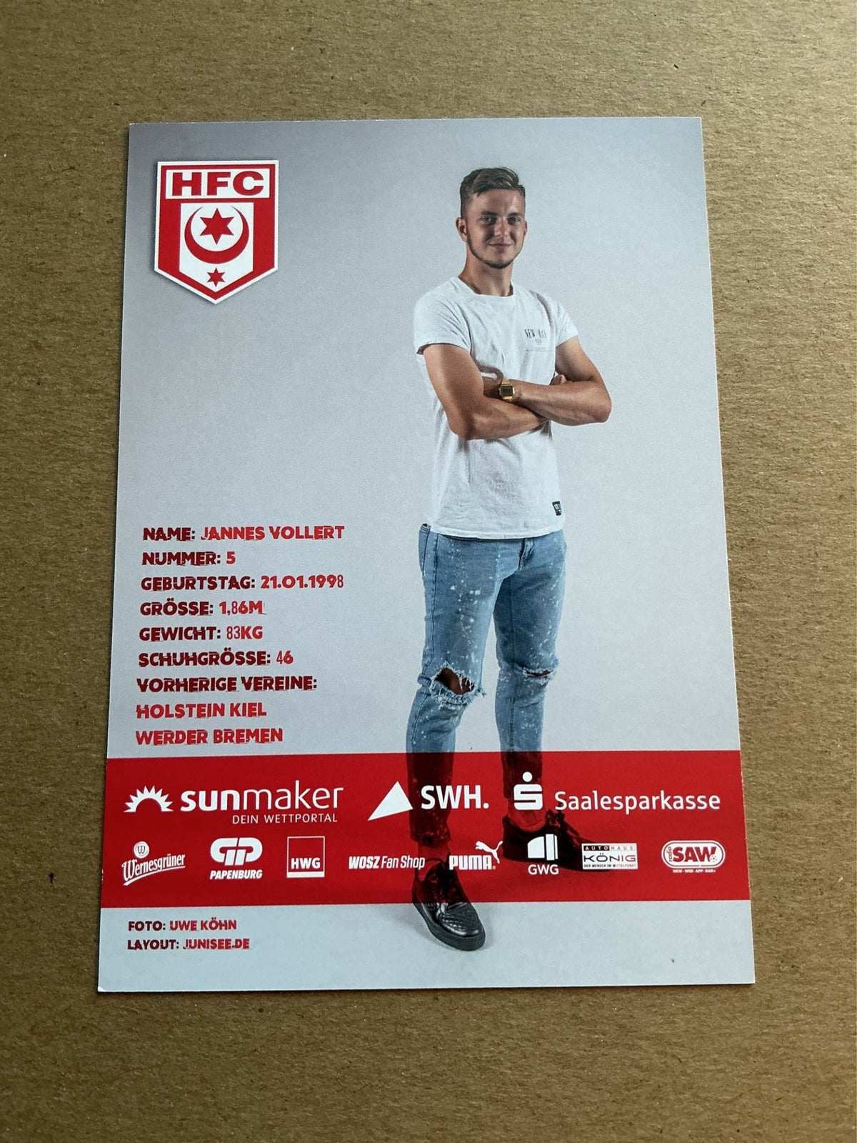 Jannes Vollert, Germany 🇩🇪 Hallescher FC 2019/20 hand signed - Autographs-World