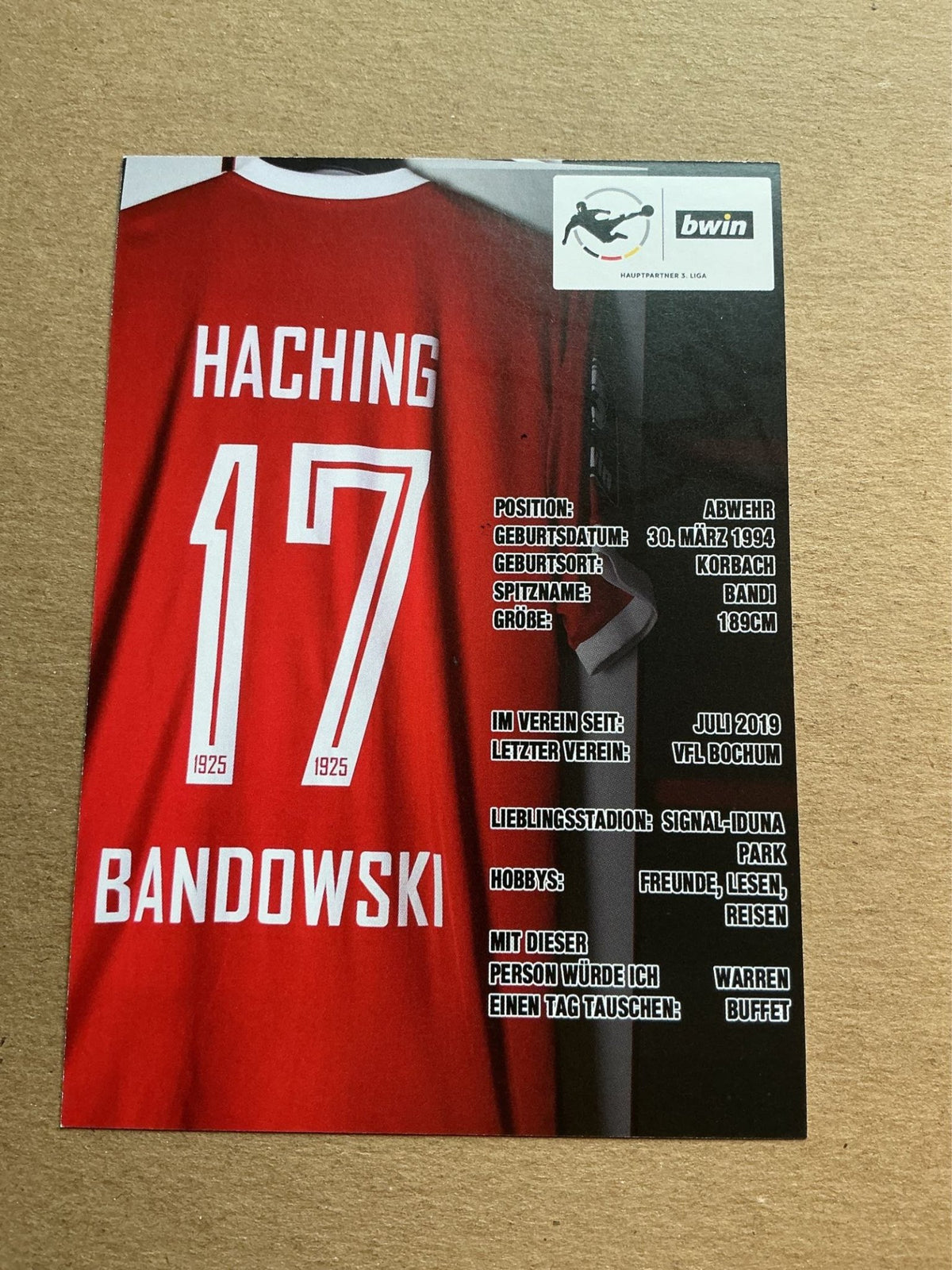 Jannik Bandowski, Germany 🇩🇪 SpVgg Unterhaching 2019/20 hand signed - Autographs-World