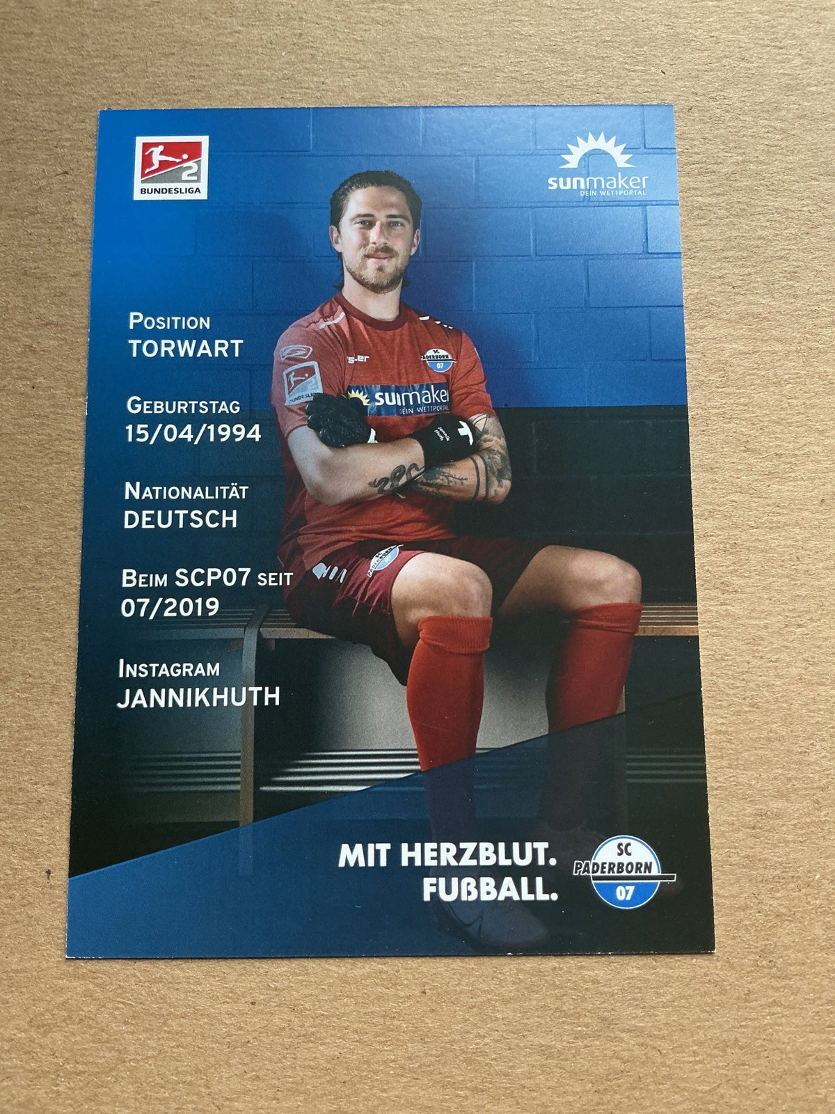 Jannik Huth, Germany 🇩🇪 SC Paderborn 07 2020/21 hand signed - Autographs-World