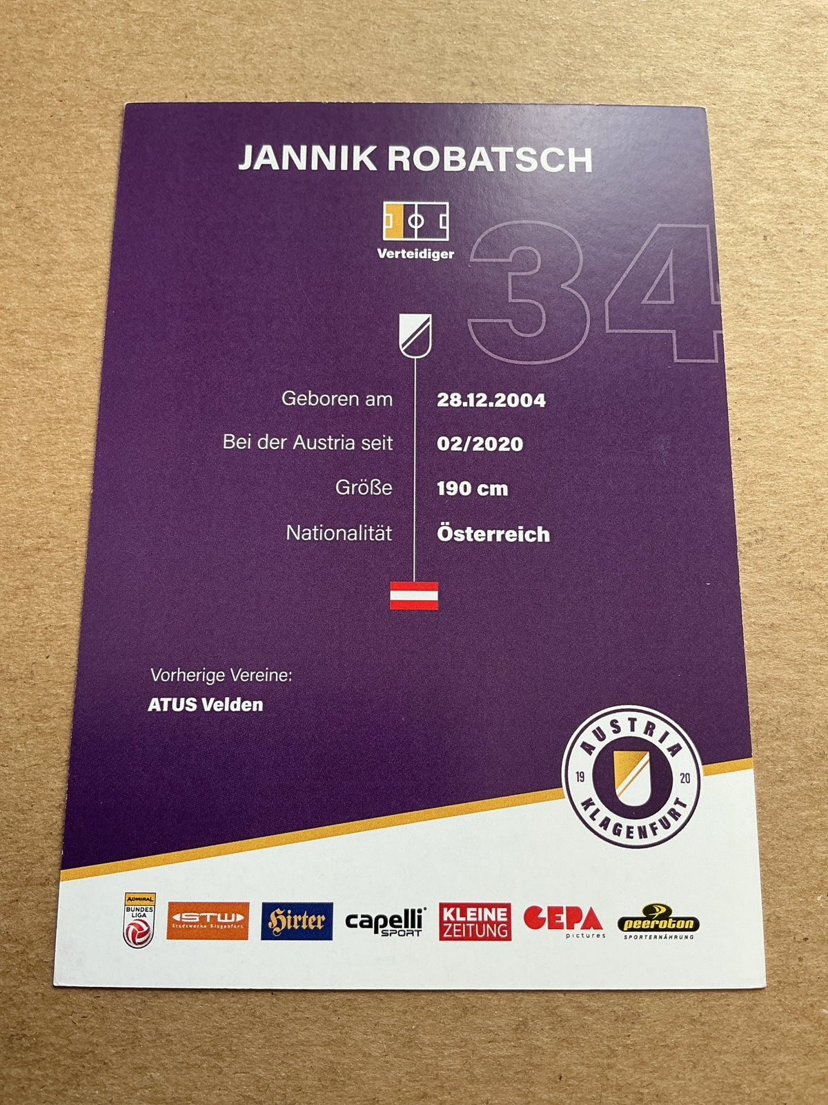 Jannik Robatsch, Austria 🇦🇹 Austria Klagenfurt 2023/24 hand signed - Autographs-World