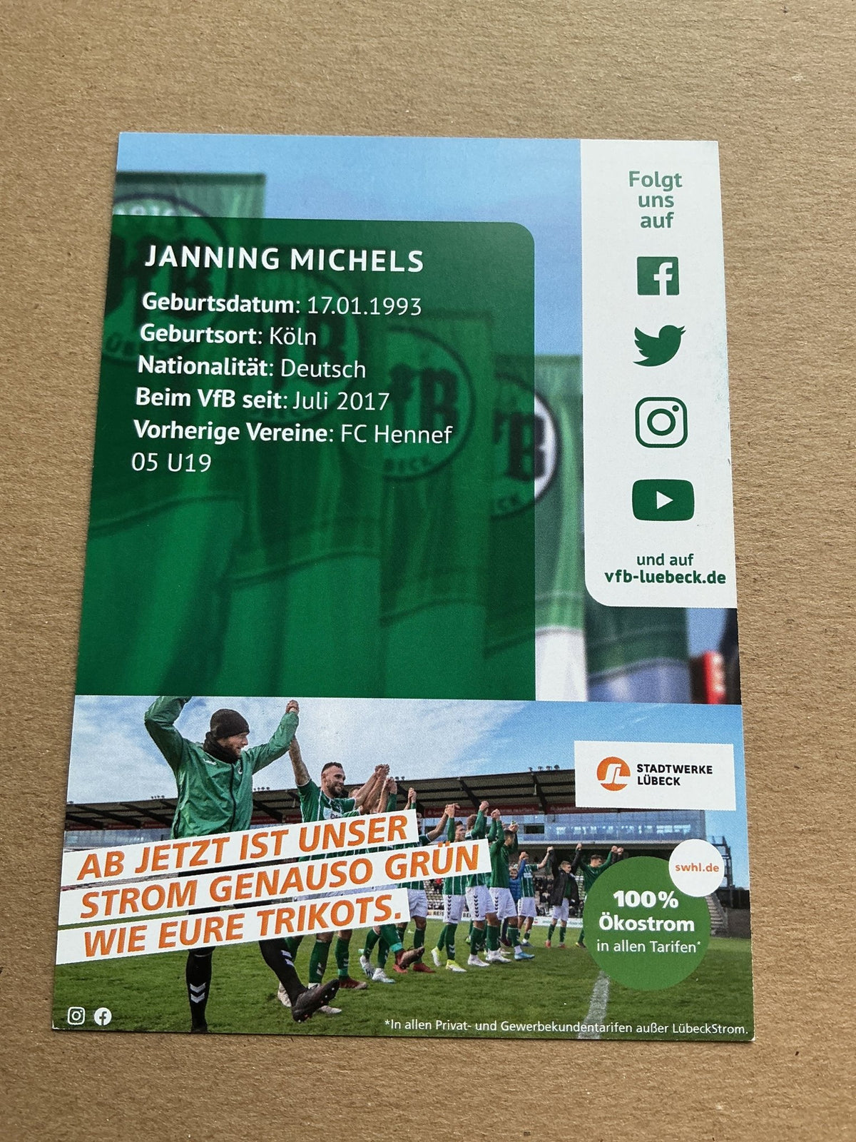 Janning Michels, Germany 🇩🇪 VfB Lübeck 2020/21 hand signed - Autographs-World