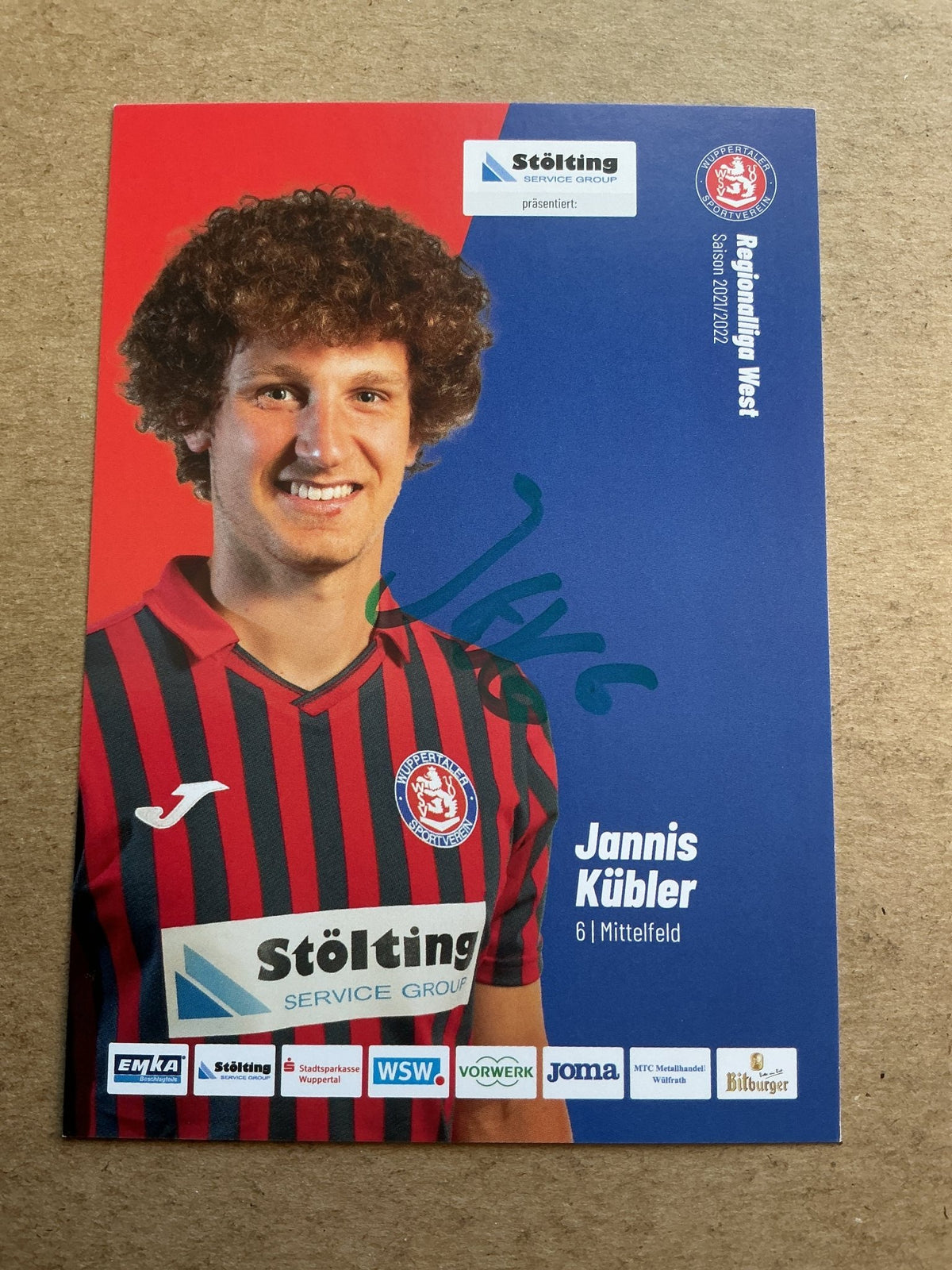Jannis Kübler, Germany 🇩🇪 Wuppertaler SV 2021/22 hand signed - Autographs-World