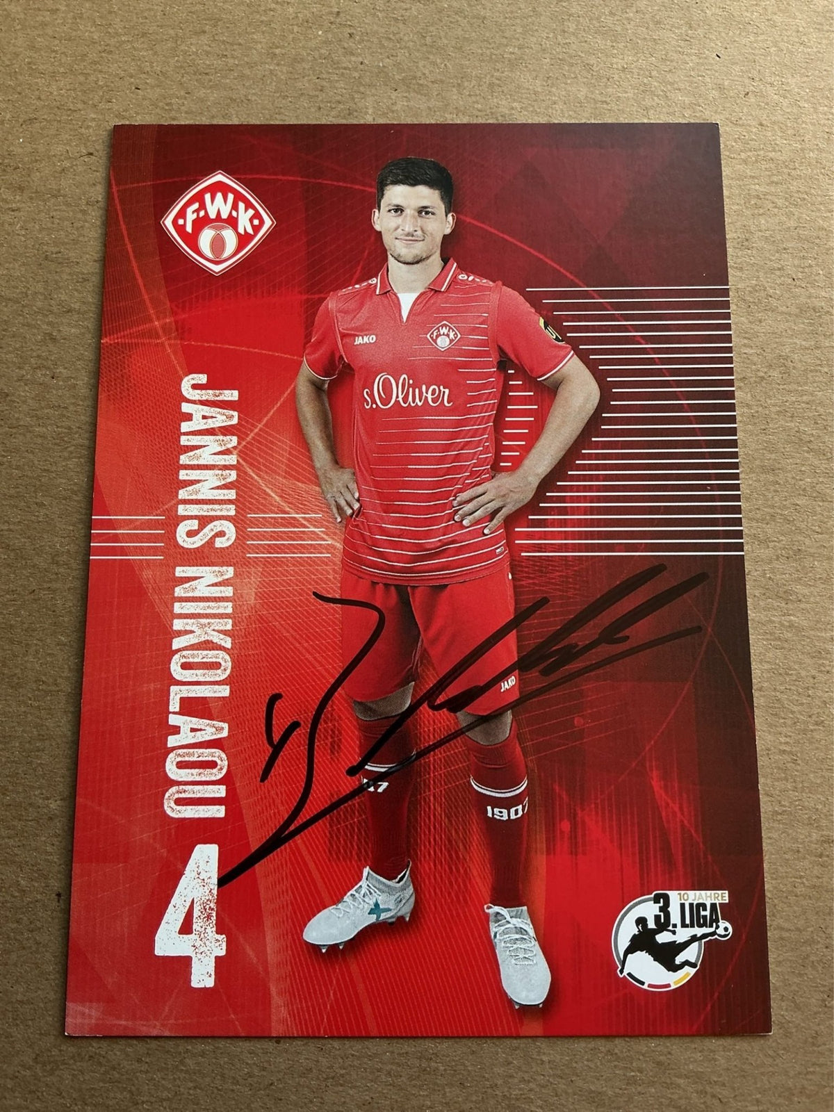 Jannis Nikolaou, Germany 🇩🇪 FC Würzburger Kickers 2017/18 hand signed - Autographs-World