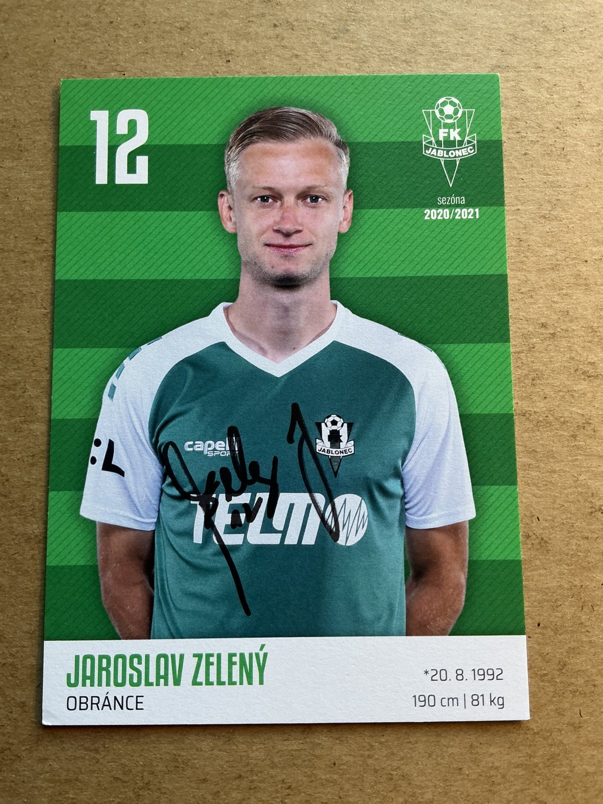Jaroslav Zelený, Czech Republic 🇨🇿 FK Jablonec 2020/21 hand signed - Autographs-World