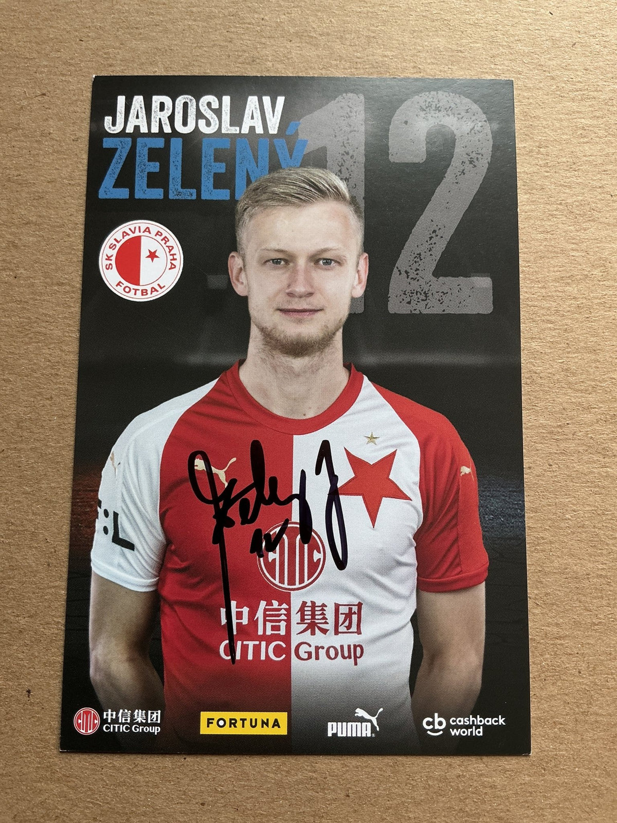 Jaroslav Zelený, Czech Republic 🇨🇿 SK Slavia Prague 2019/20 hand signed - Autographs-World