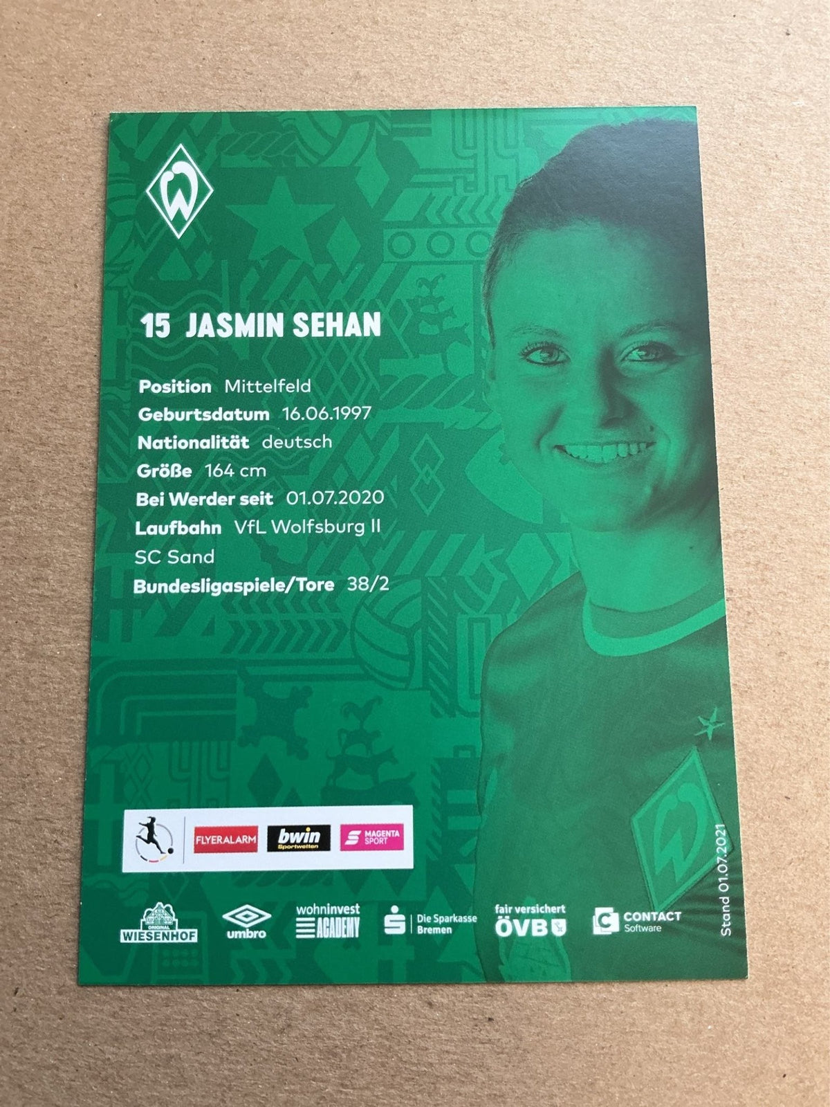Jasmin Sehan, Germany 🇩🇪 SV Werder Bremen 2021/22 hand signed - Autographs-World