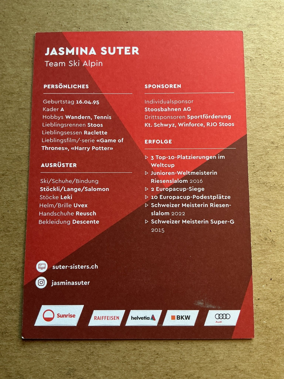Jasmina Suter, Switzerland 🇨🇭Alpine Winter 2022/23 hand signed - Autographs-World