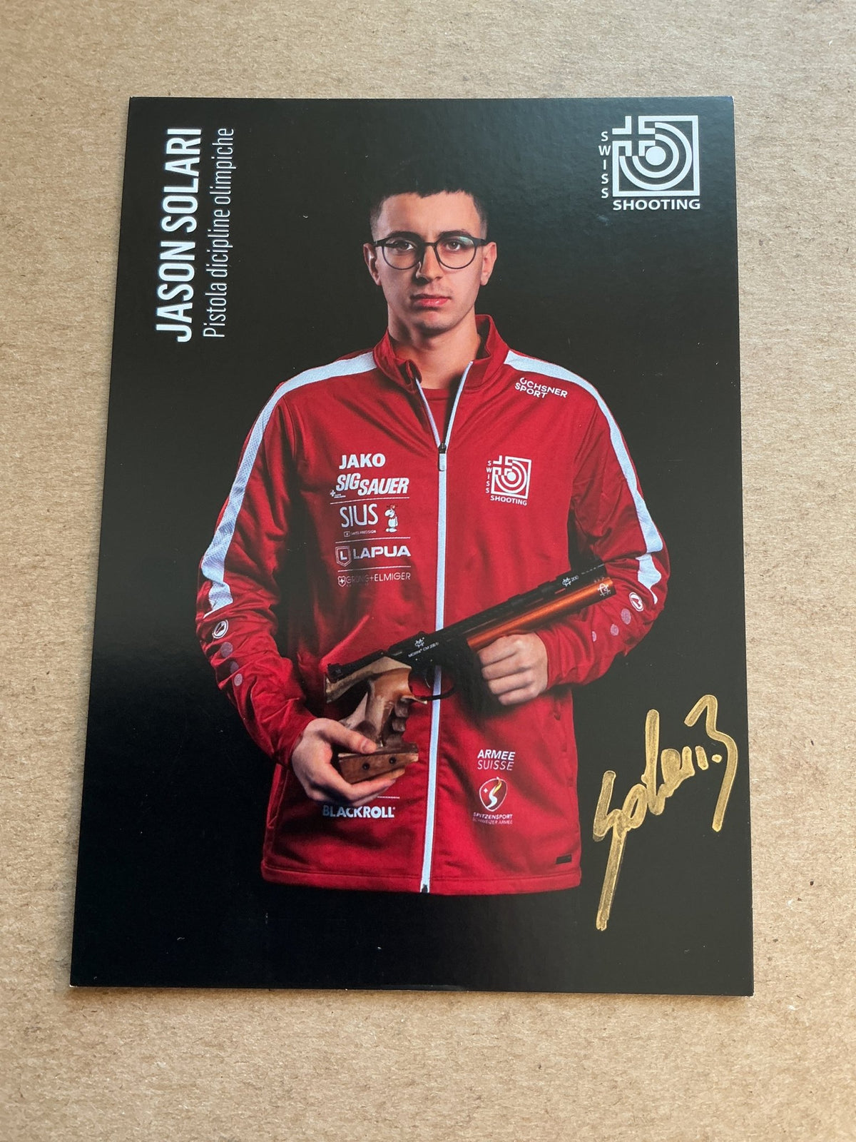Jason Solari, Switzerland 🇨🇭 Shooting Summer Olympics 2024 hand signed - Autographs-World
