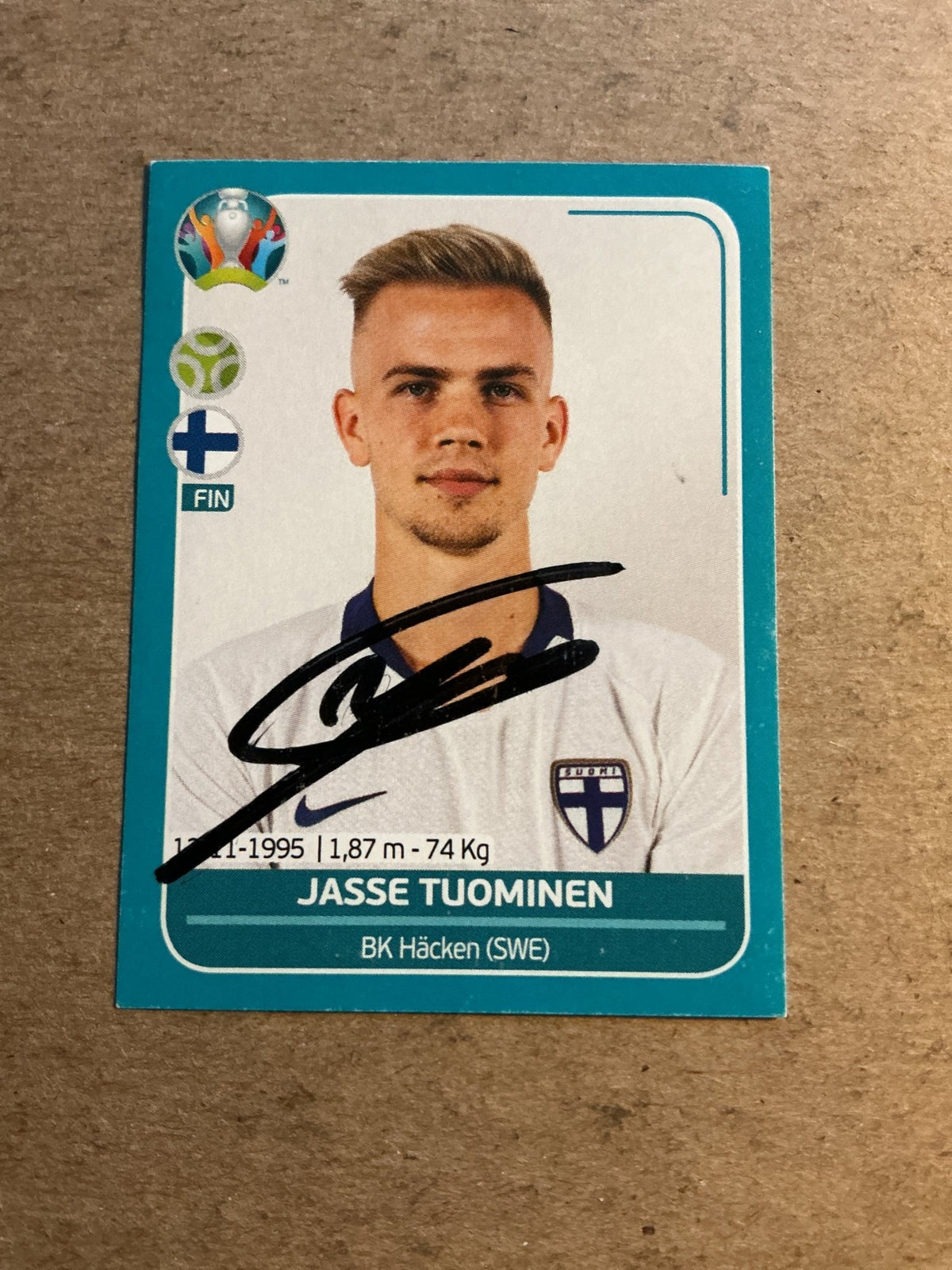 Jasse Tuominen, Finland 🇫🇮 UEFA Euro 2020 Panini hand signed - Autographs-World