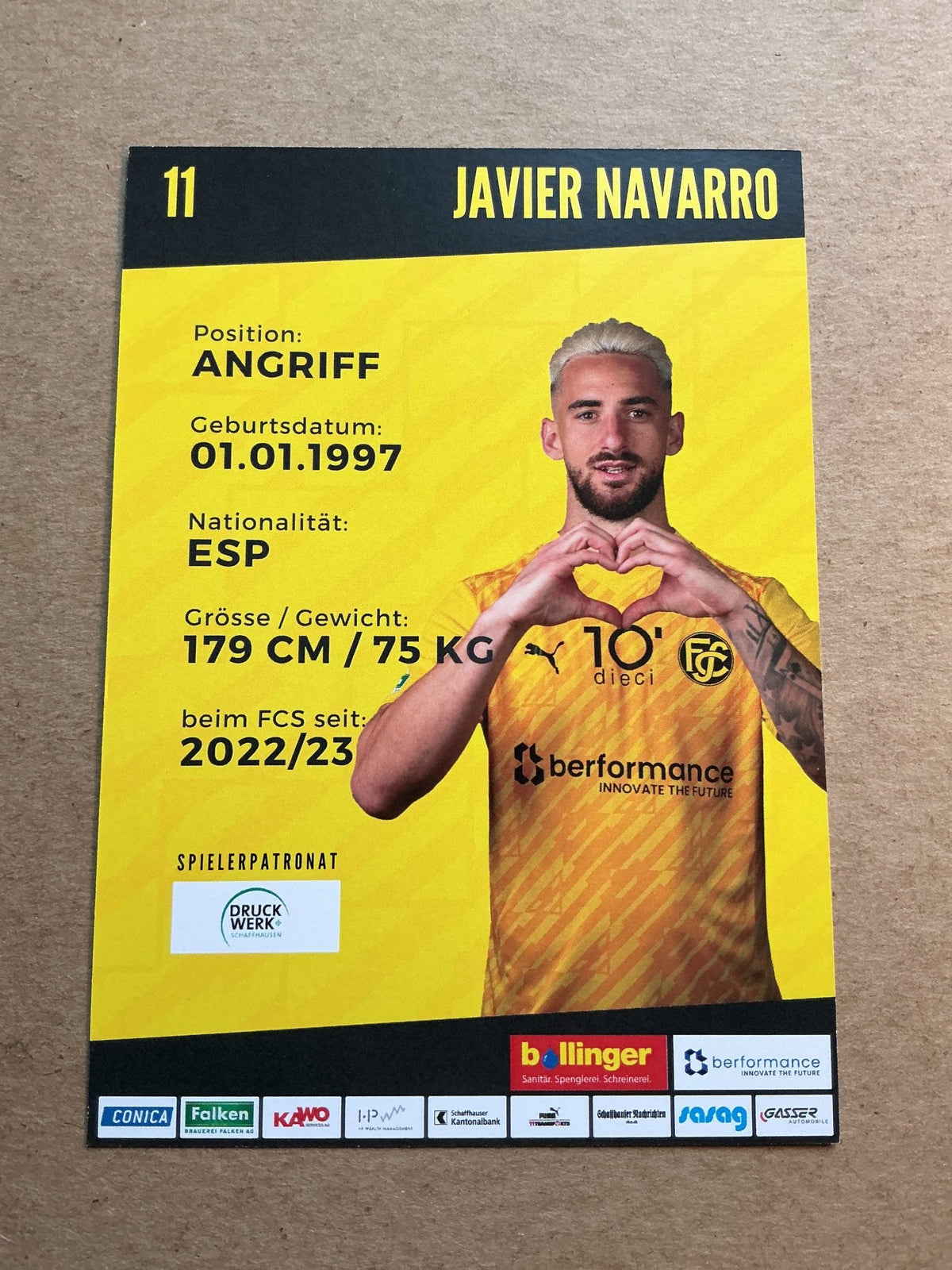 Javier Navarro, Spain 🇪🇸 FC Schaffhausen 2023/24 hand signed - Autographs-World