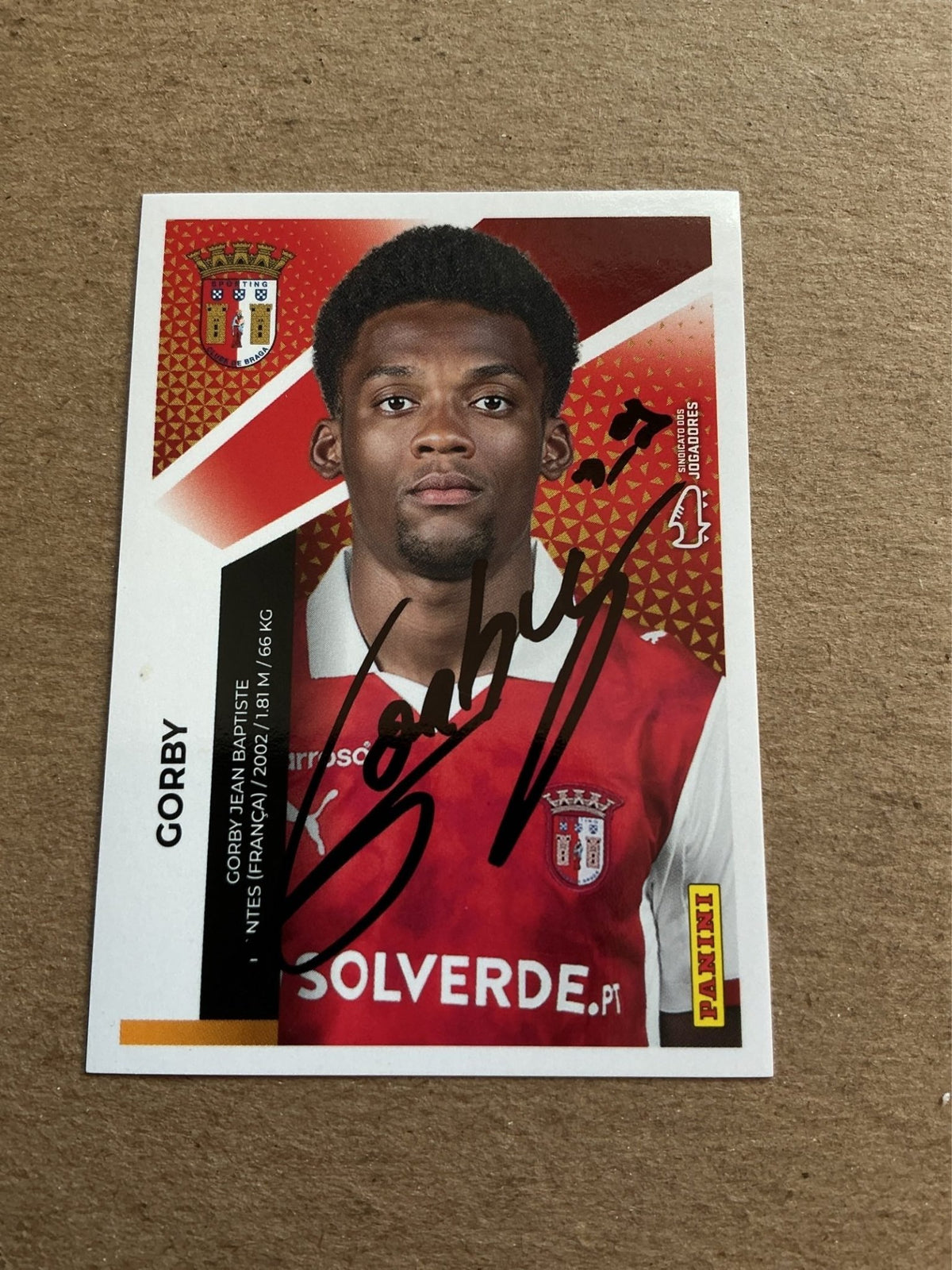 Jean-Baptiste Gorby, France 🇫🇷 SC Braga 2025/26 Panini hand signed - Autographs-World