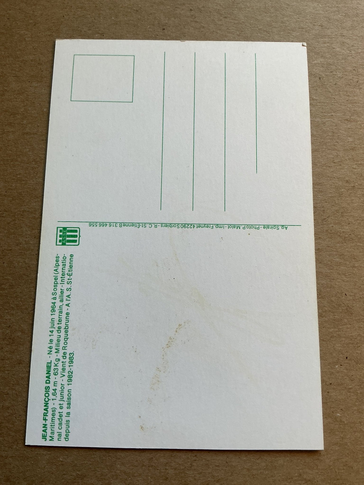 Jean-Francois Daniel, France 🇫🇷 AS Saint-Etienne 1982/83 hand signed - Autographs-World