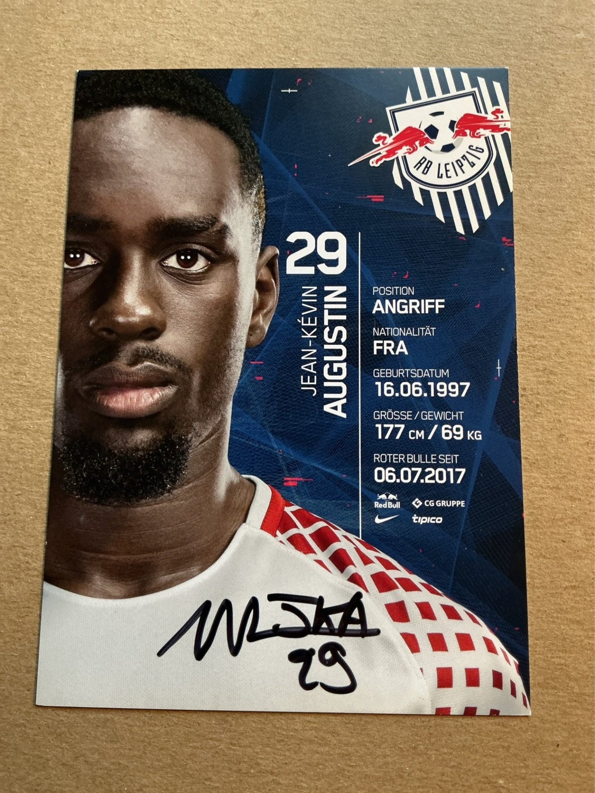 Jean-Kevin Augustin, France 🇫🇷 RB Leipzig 2017/18 hand signed - Autographs-World