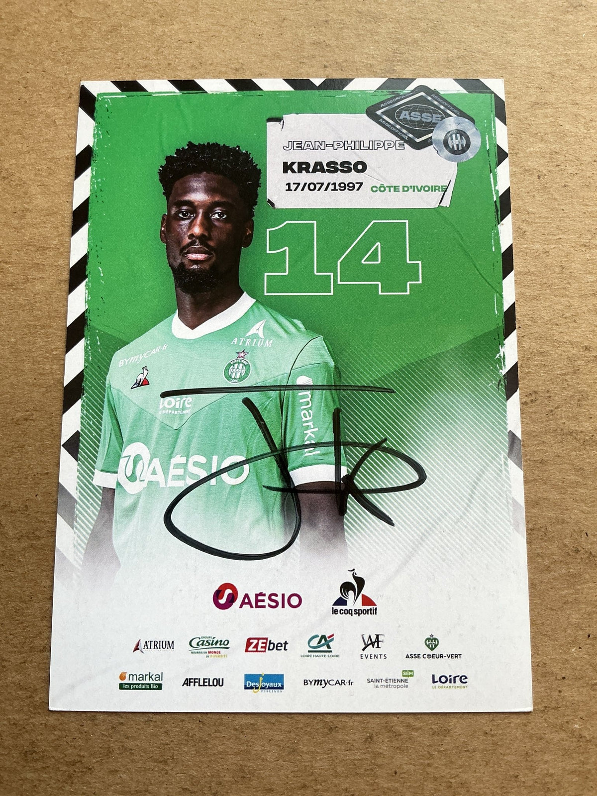 Jean-Philippe Krasso, Ivory Coast 🇨🇮 AS Saint-Étienne 2020/21 hand signed - Autographs-World
