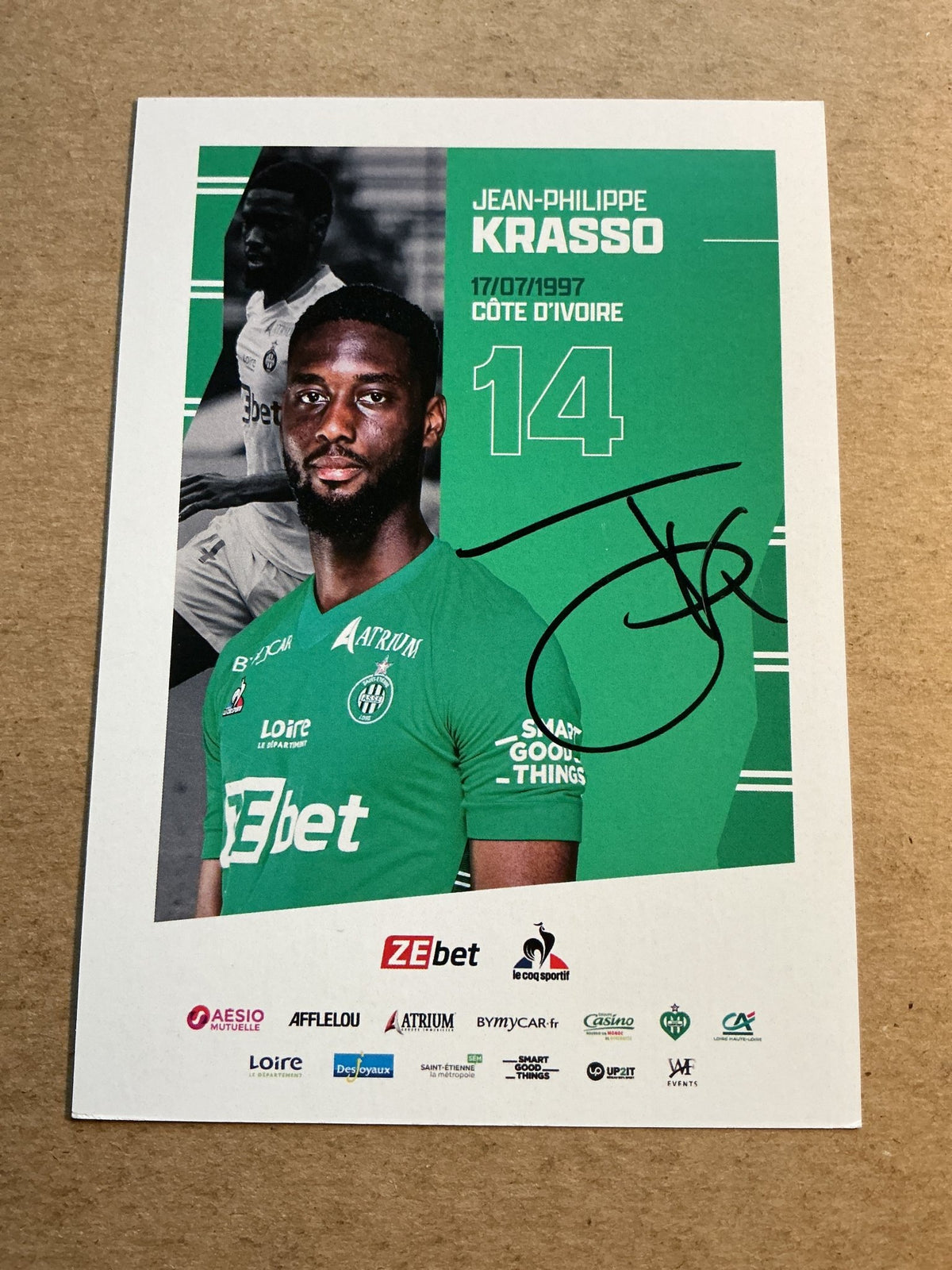 Jean-Philippe Krasso, Ivory Coast 🇨🇮 AS Saint-Étienne 2021/22 hand signed - Autographs-World