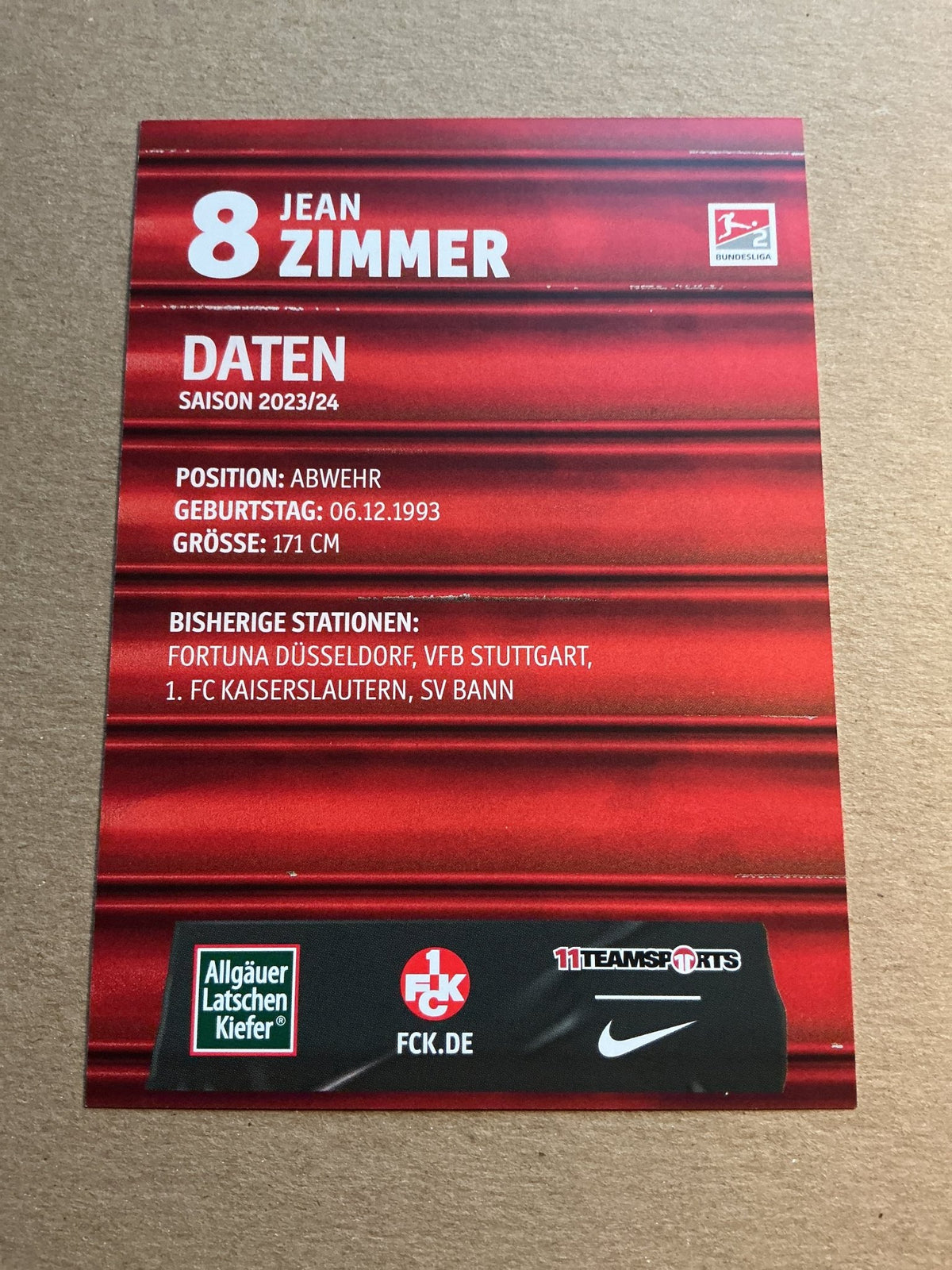 Jean Zimmer, Germany 🇩🇪 1.FC Kaiserslautern 2023/24 hand signed - Autographs-World