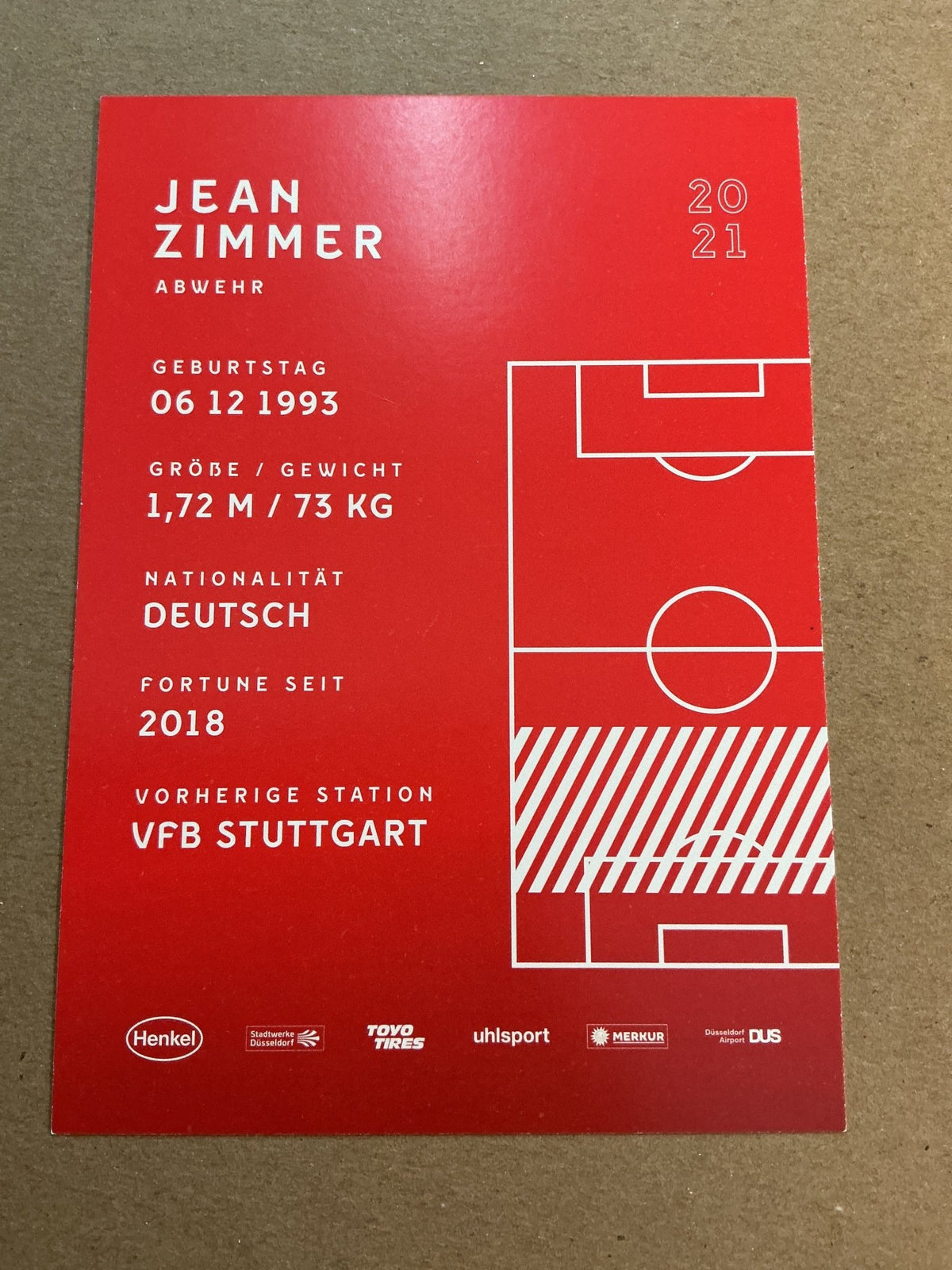 Jean Zimmer, Germany 🇩🇪 Fortuna Düsseldorf 2020/21 hand signed - Autographs-World