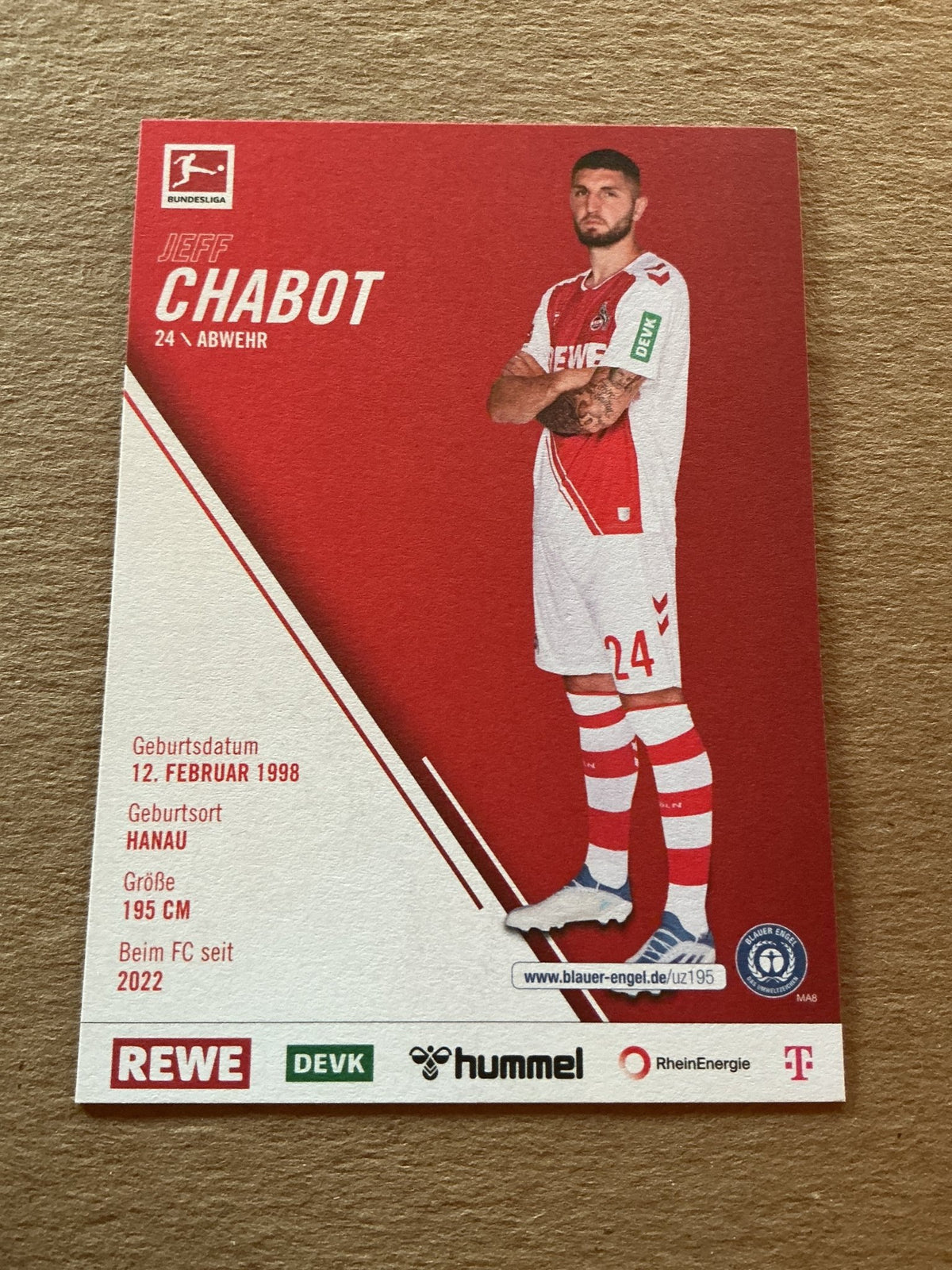Jeff Chabot, Germany 🇩🇪 1.FC Köln 2022/23 hand signed - Autographs-World