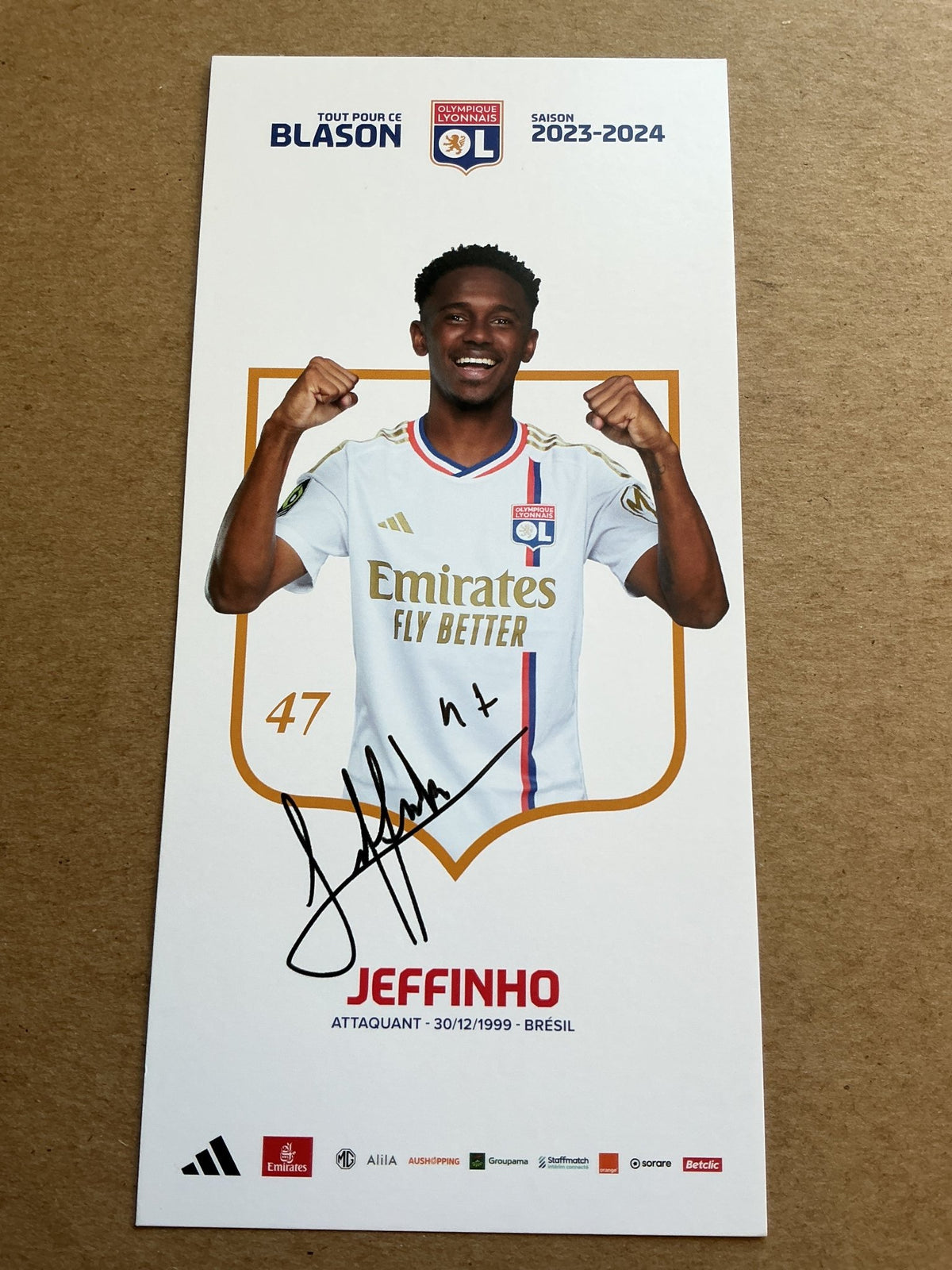 Jeffinho, Brazil 🇧🇷 Olympique Lyon 2023/24 hand signed - Autographs-World