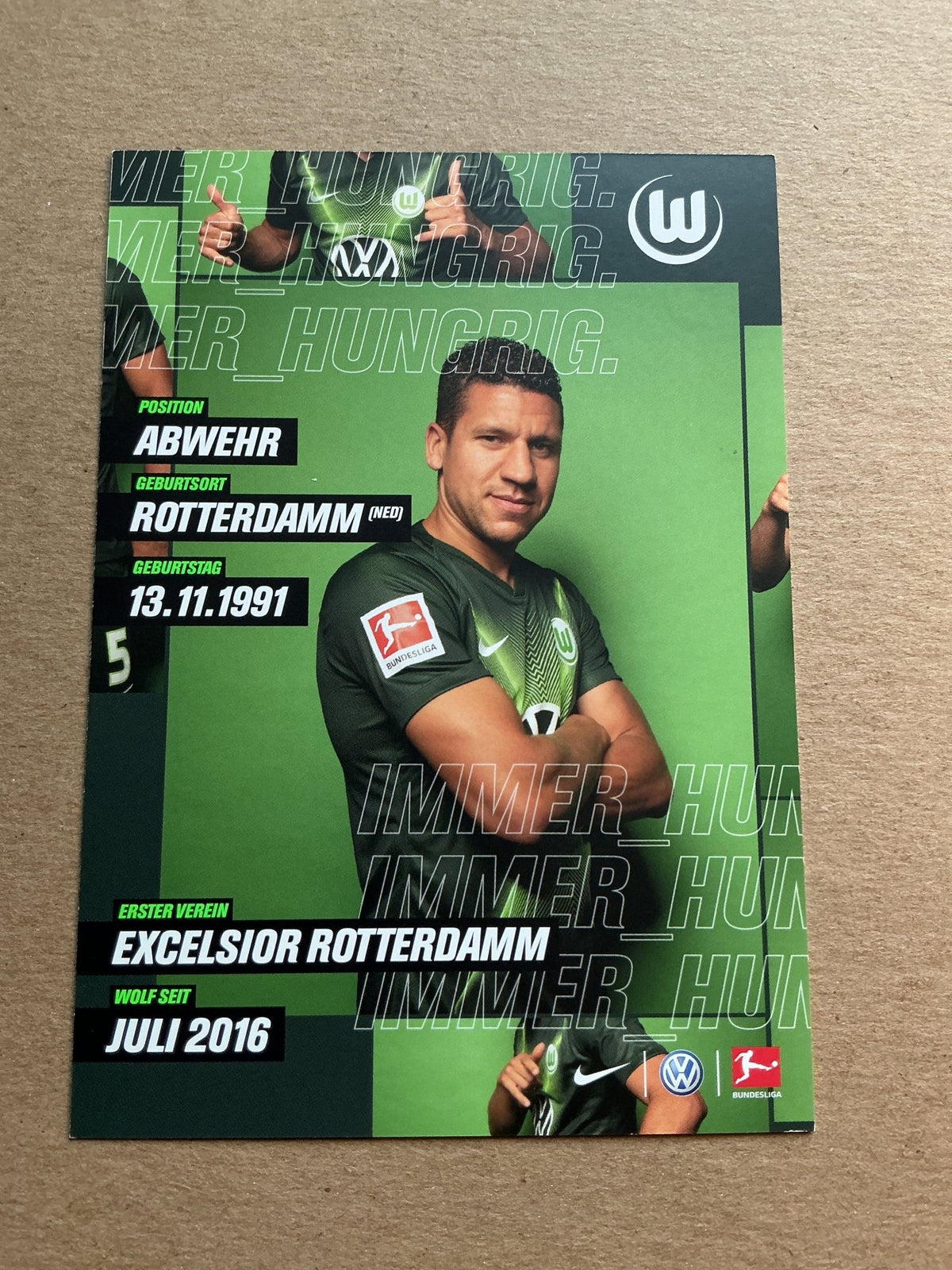 Jeffrey Bruma, Netherlands 🇳🇱 VfL Wolfsburg 2019/20 hand signed - Autographs-World
