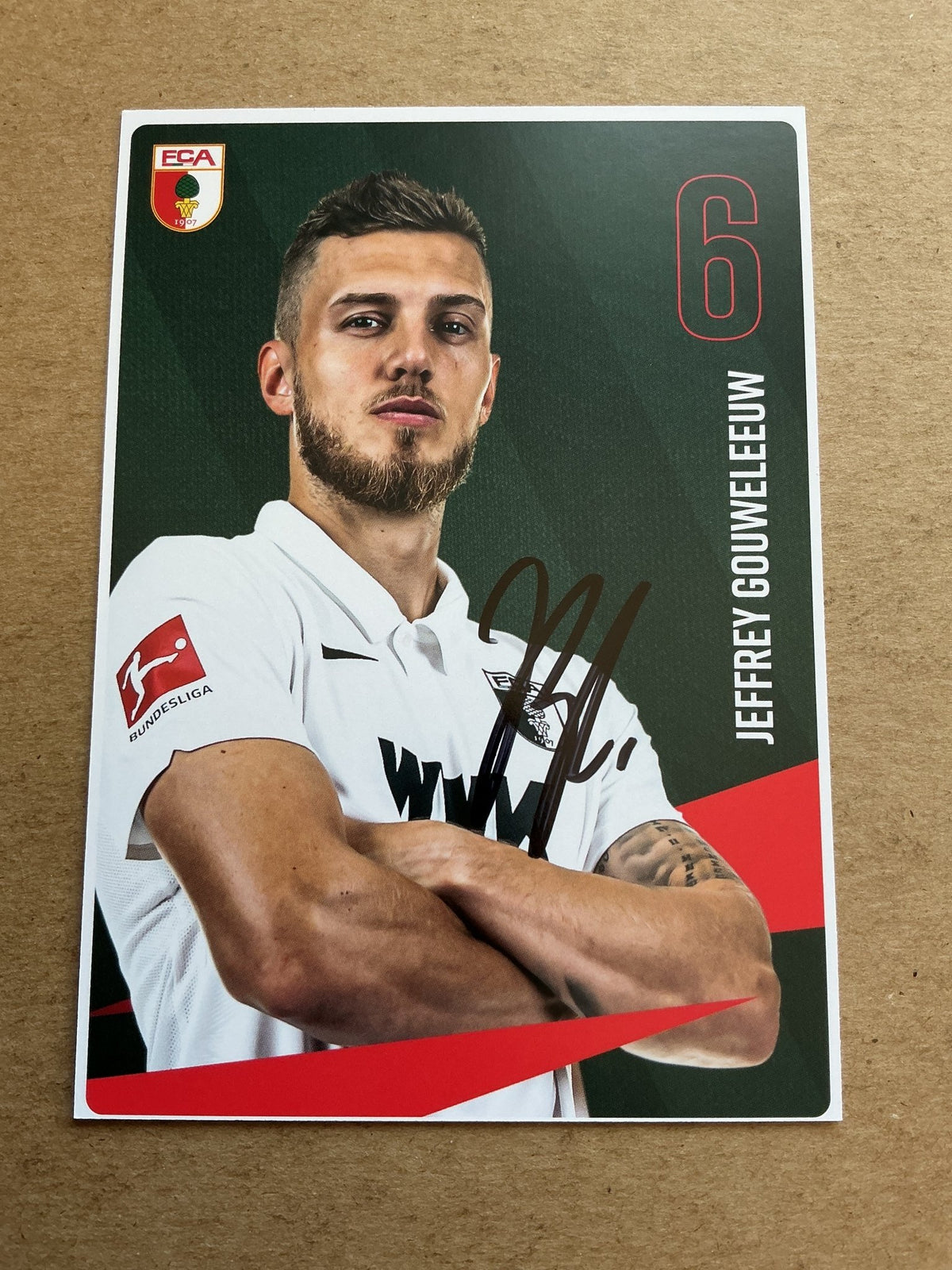 Jeffrey Gouweleeuw, Netherlands 🇳🇱 FC Augsburg 2020/21 hand signed - Autographs-World
