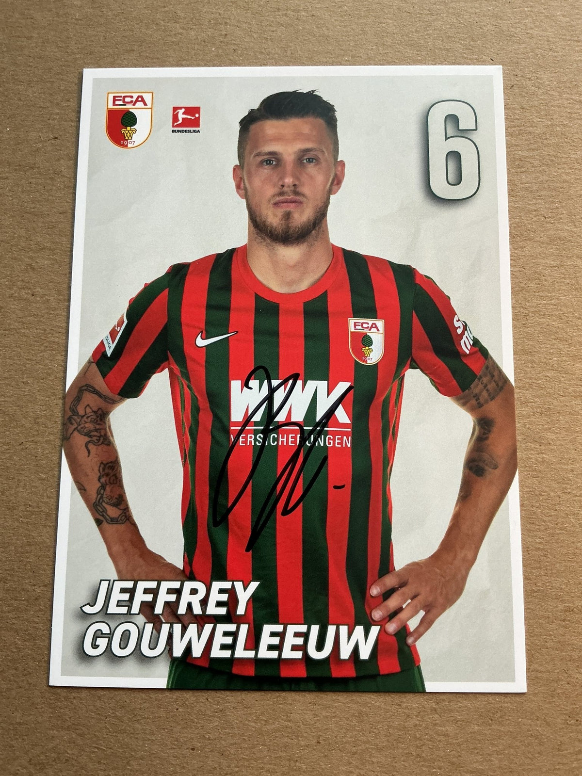 Jeffrey Gouweleeuw, Netherlands 🇳🇱 FC Augsburg 2021/22 hand signed - Autographs-World