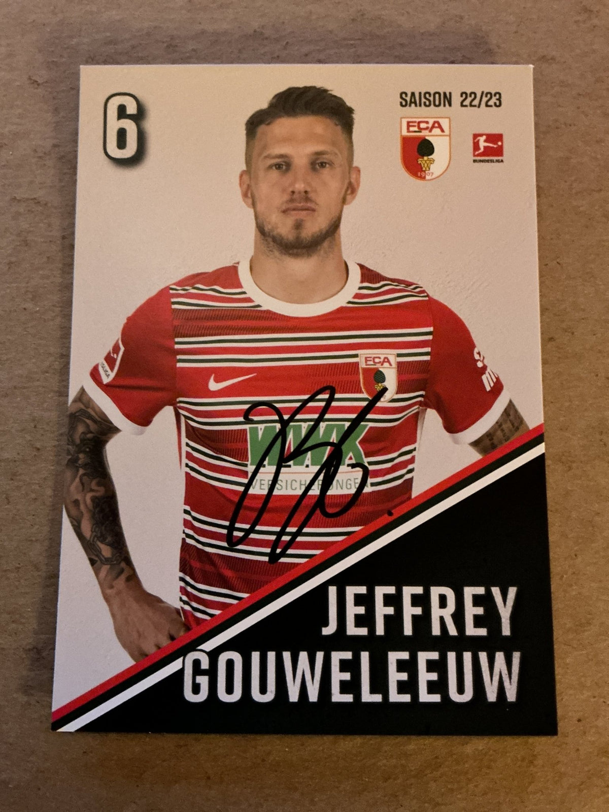 Jeffrey Gouweleeuw, Netherlands 🇳🇱 FC Augsburg 2022/23 hand signed - Autographs-World