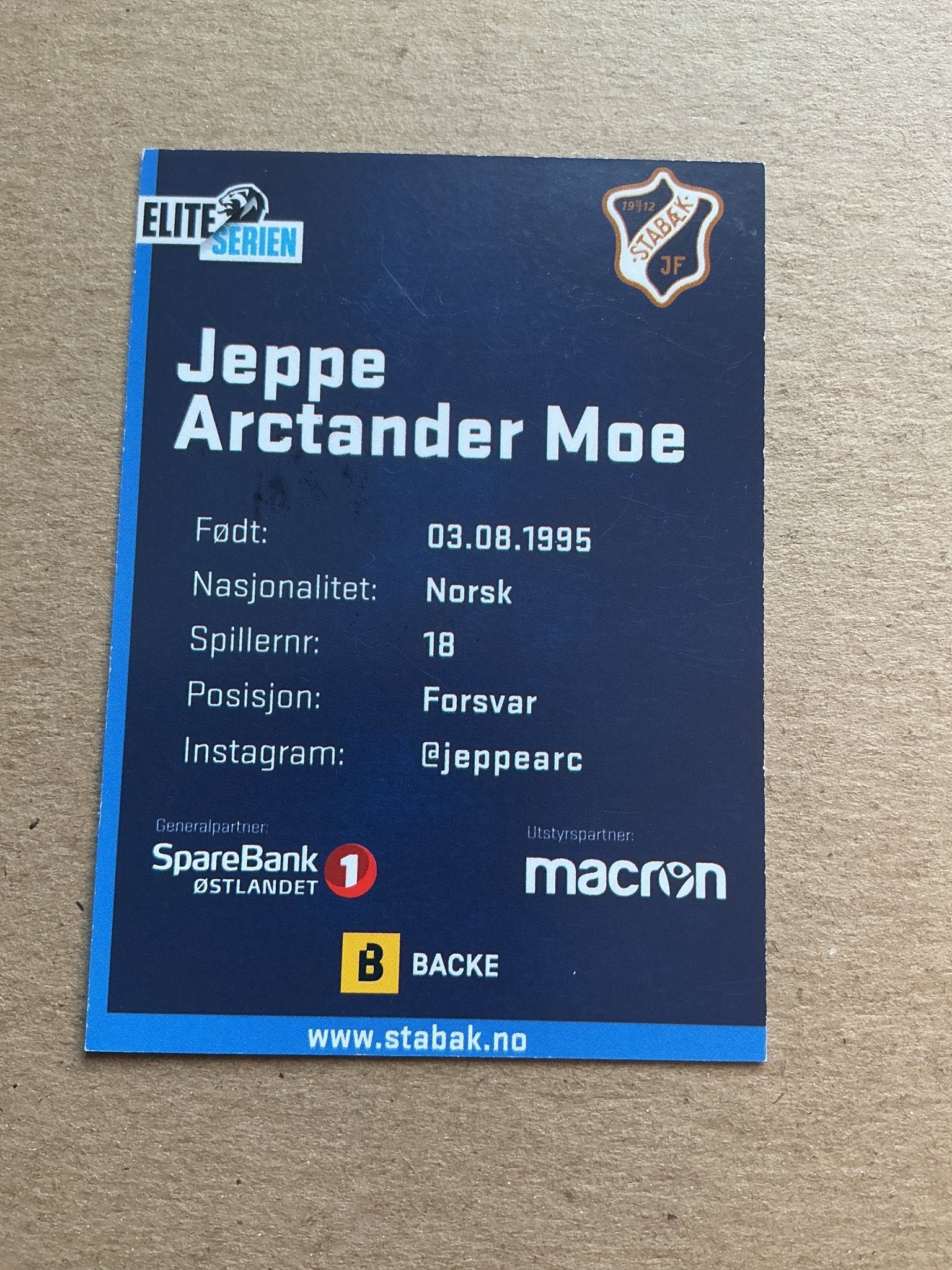 Jeppe Arctander Moe, Norway 🇳🇴 Stabæk IF 2019/20 hand signed - Autographs-World