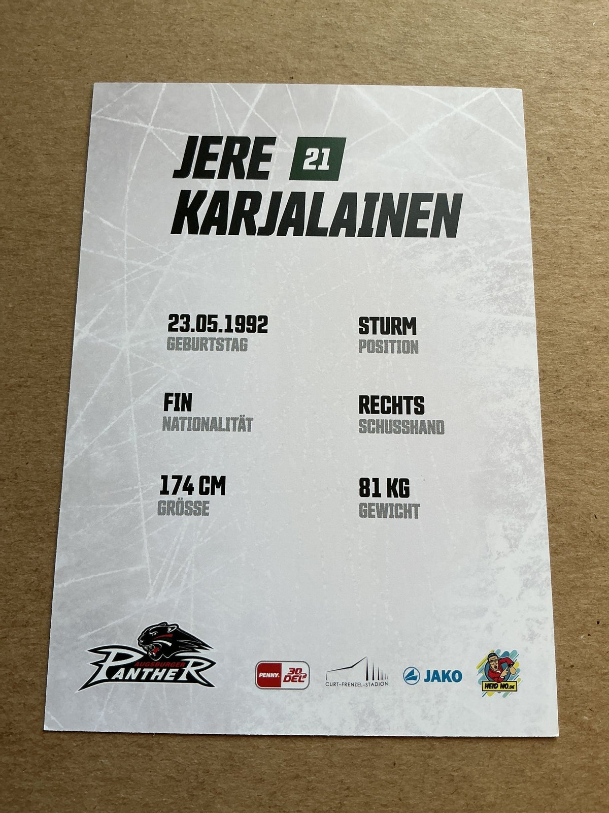 Jere Karjalainen, Finland 🇫🇮 Augsburg Panther 2023/24 hand signed - Autographs-World