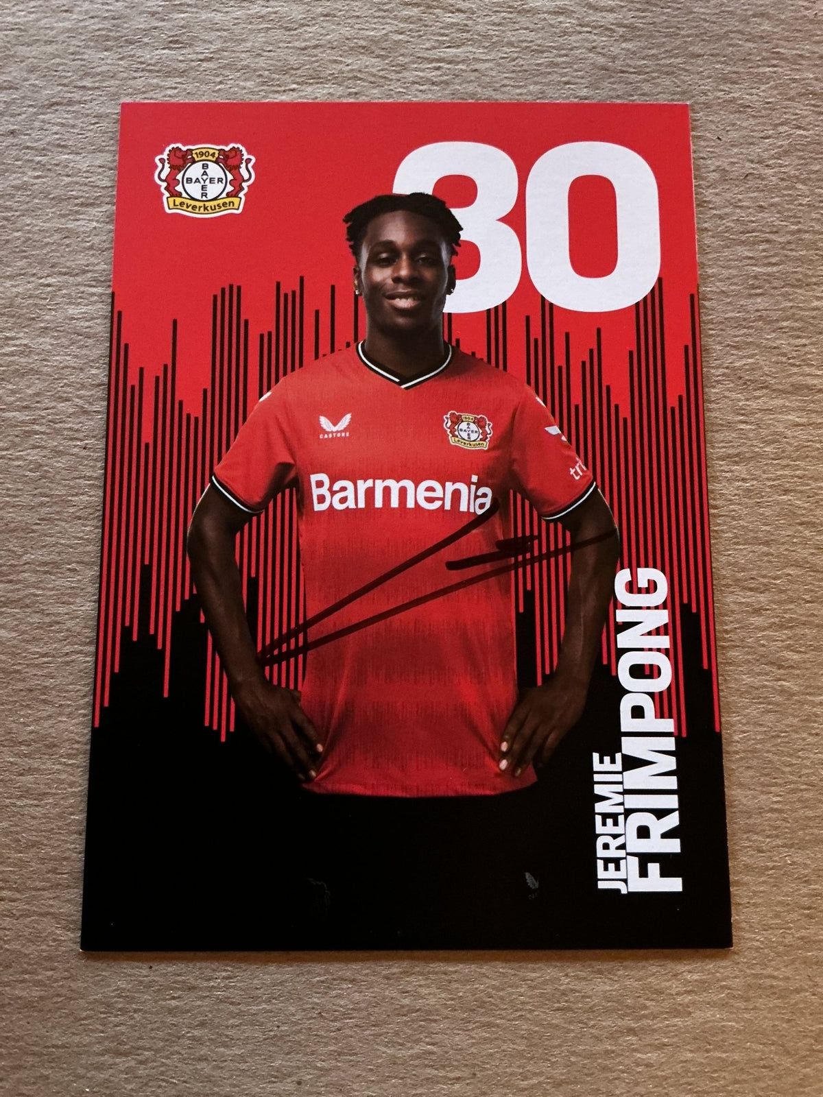 Jeremie Frimpong, Netherlands 🇳🇱 Bayer 04 Leverkusen 2022/23 hand signed - Autographs-World