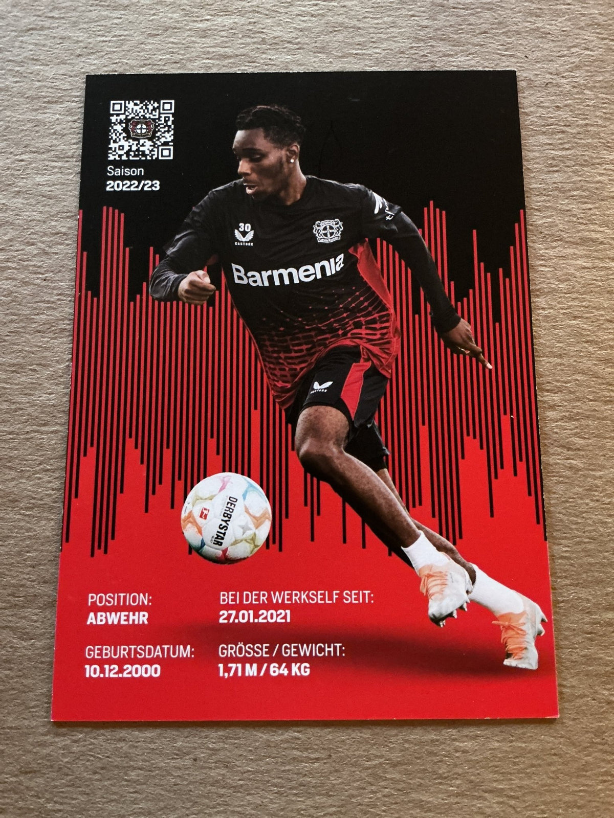 Jeremie Frimpong, Netherlands 🇳🇱 Bayer 04 Leverkusen 2022/23 hand signed - Autographs-World