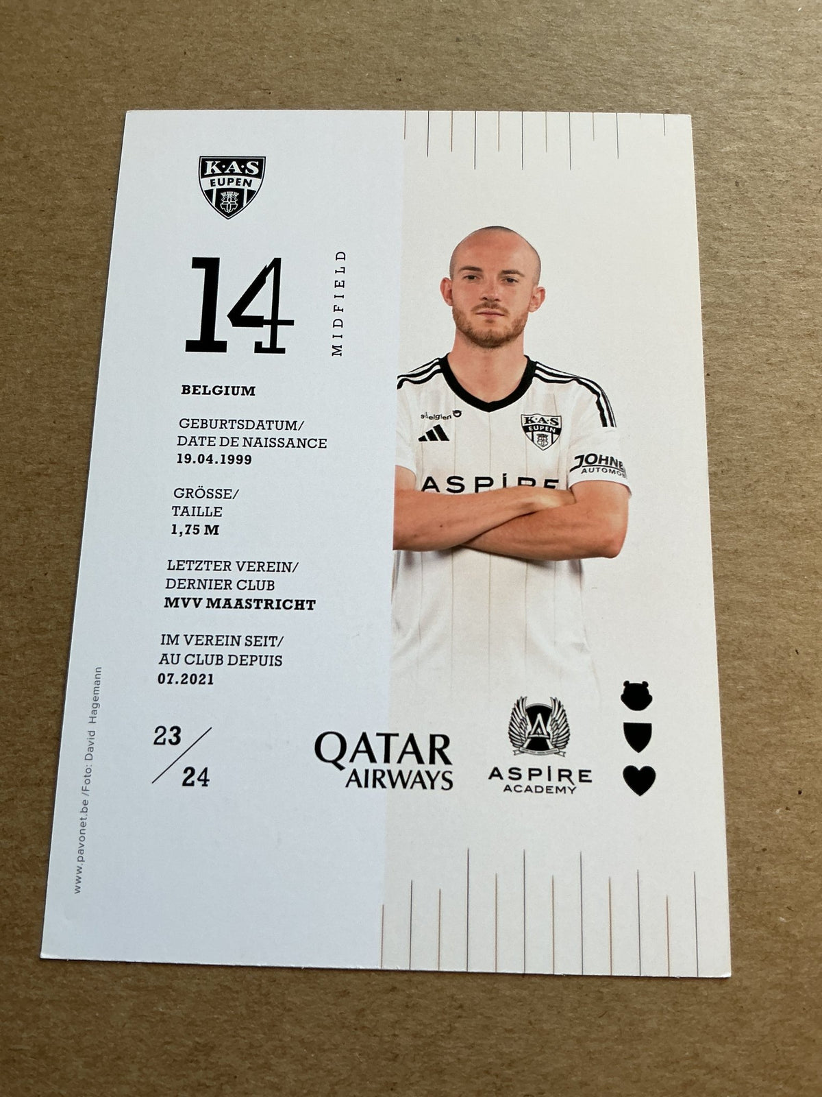 Jerome Deom, Belgium 🇧🇪 KAS Eupen 2023/24 hand signed - Autographs-World