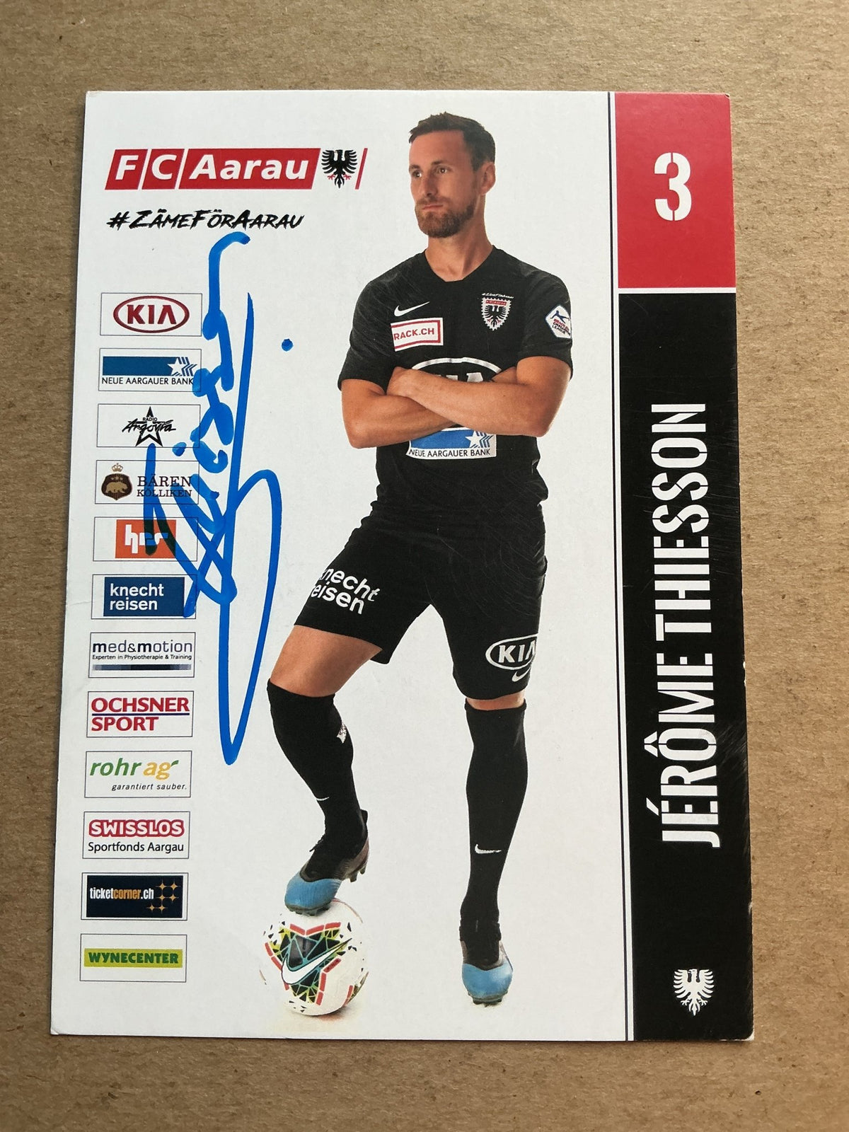 Jérôme Thiesson, Switzerland 🇨🇭 FC Aarau 2019/20 hand signed - Autographs-World