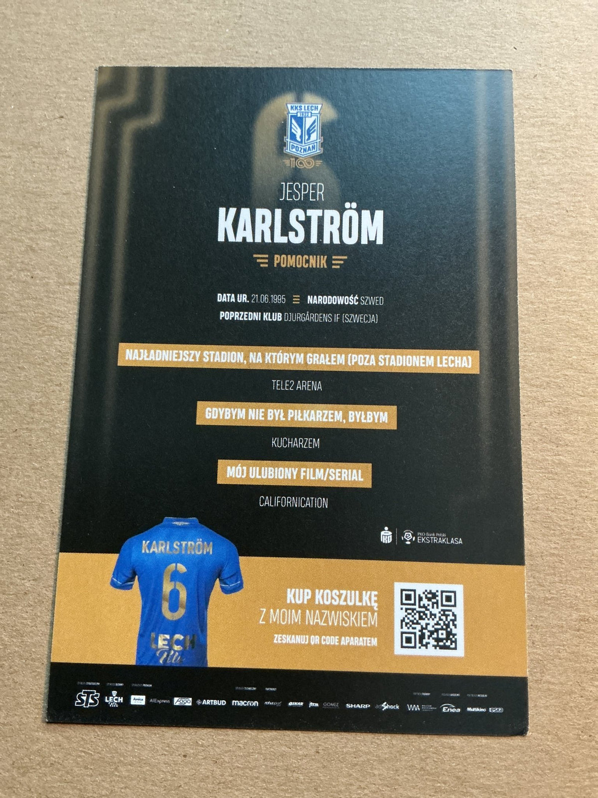 Jesper Karlström, Sweden 🇸🇪 Lech Poznán 2021/22 hand signed - Autographs-World