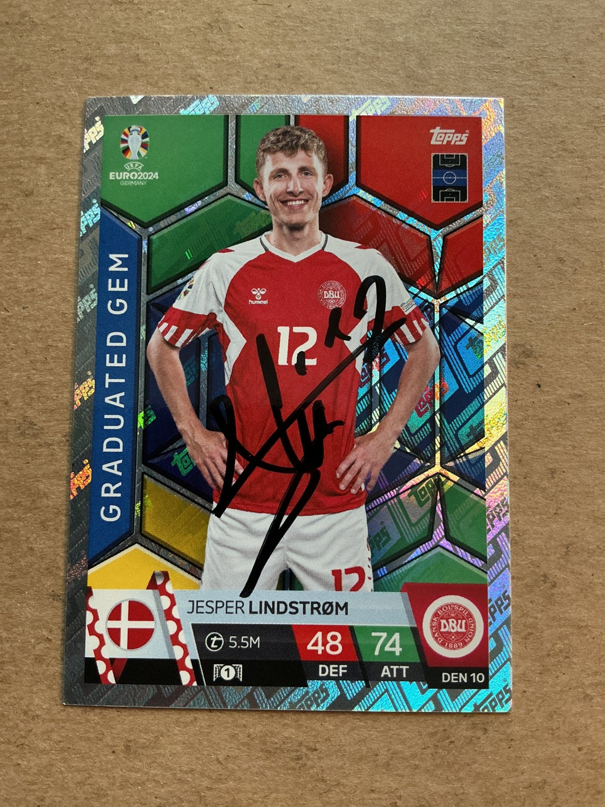 Jesper Lindstrøm, Denmark 🇩🇰 UEFA Euro 2024 hand signed - Autographs-World