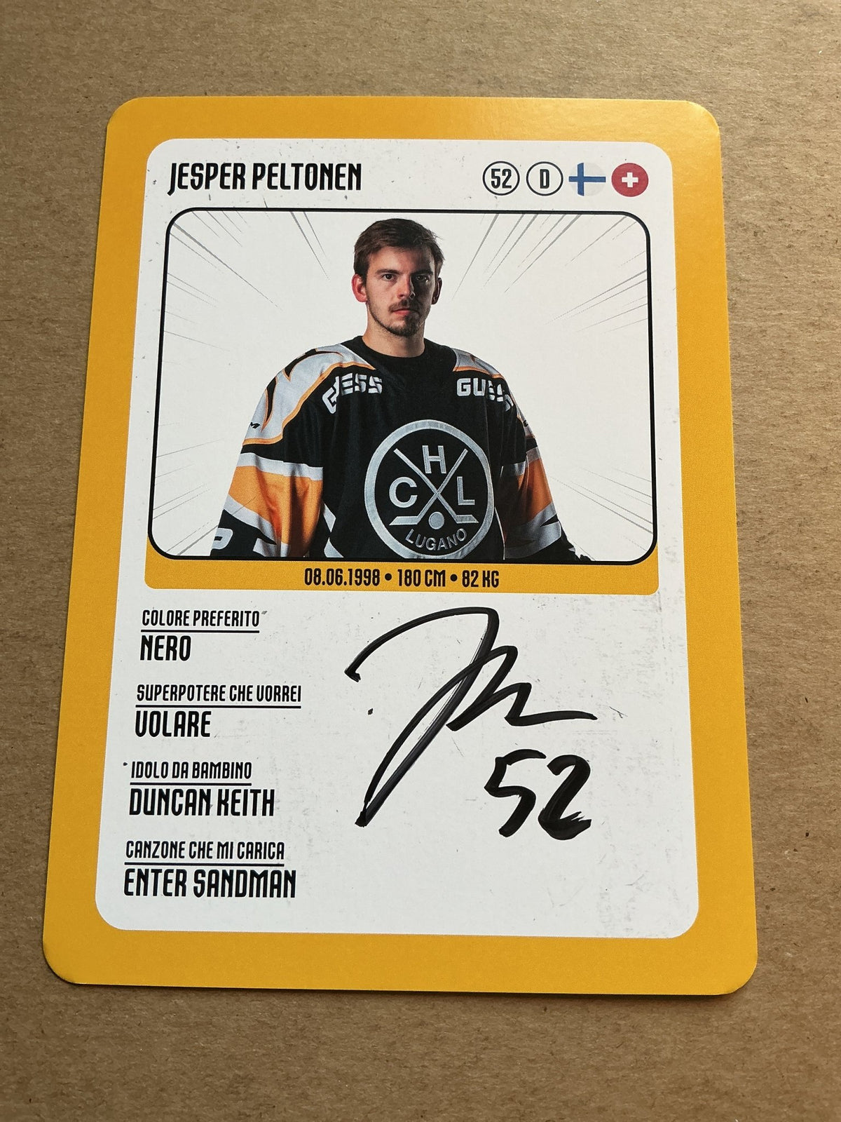 Jesper Peltonen, Finland 🇫🇮 HC Lugano 2025/26 hand signed - Autographs-World