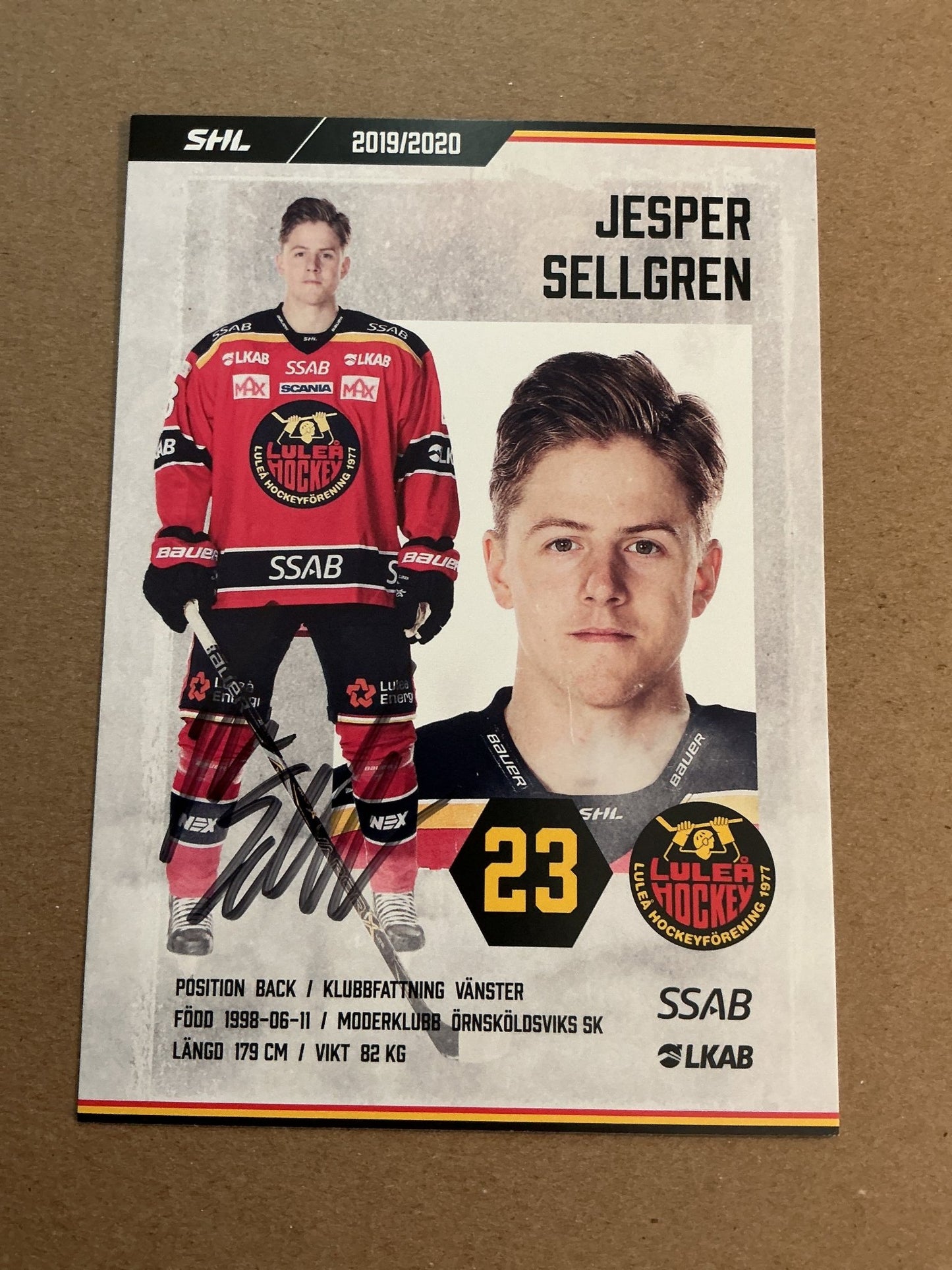 Jesper Sellgren, Sweden 🇸🇪 Luleå Hockey 2019/20 hand signed - Autographs-World
